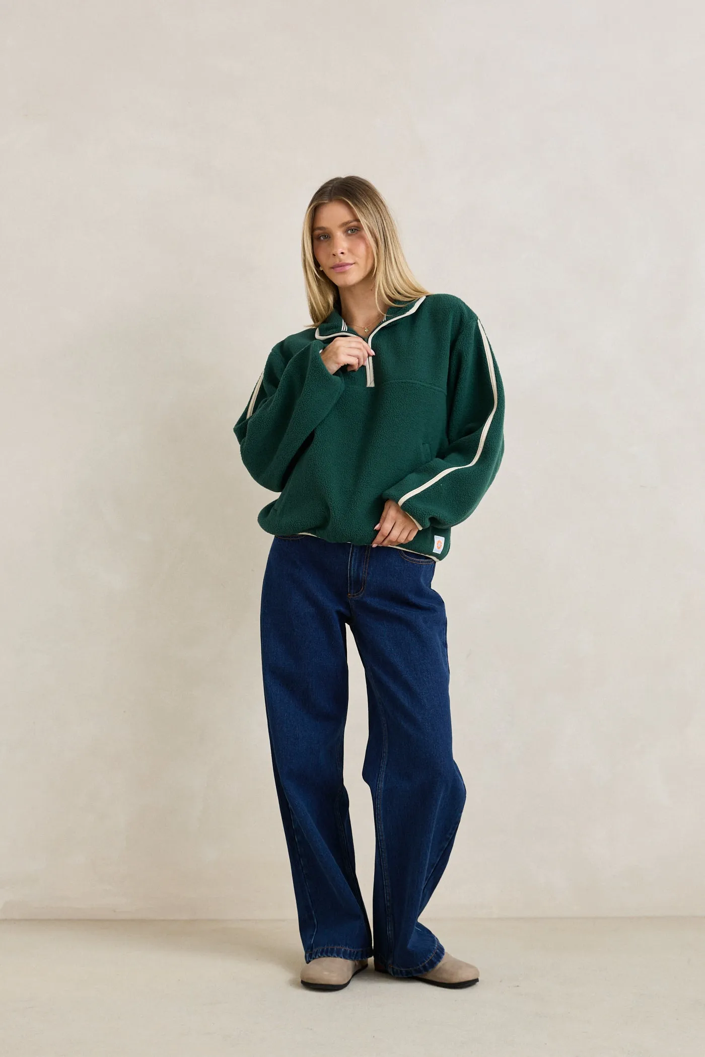 Camp Half Zip Sherpa Pullover Pine sold by Rhythm. product image thumbnail 3