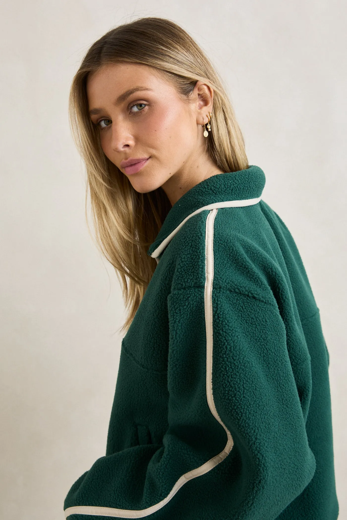 Camp Half Zip Sherpa Pullover Pine sold by Rhythm. product image thumbnail 5