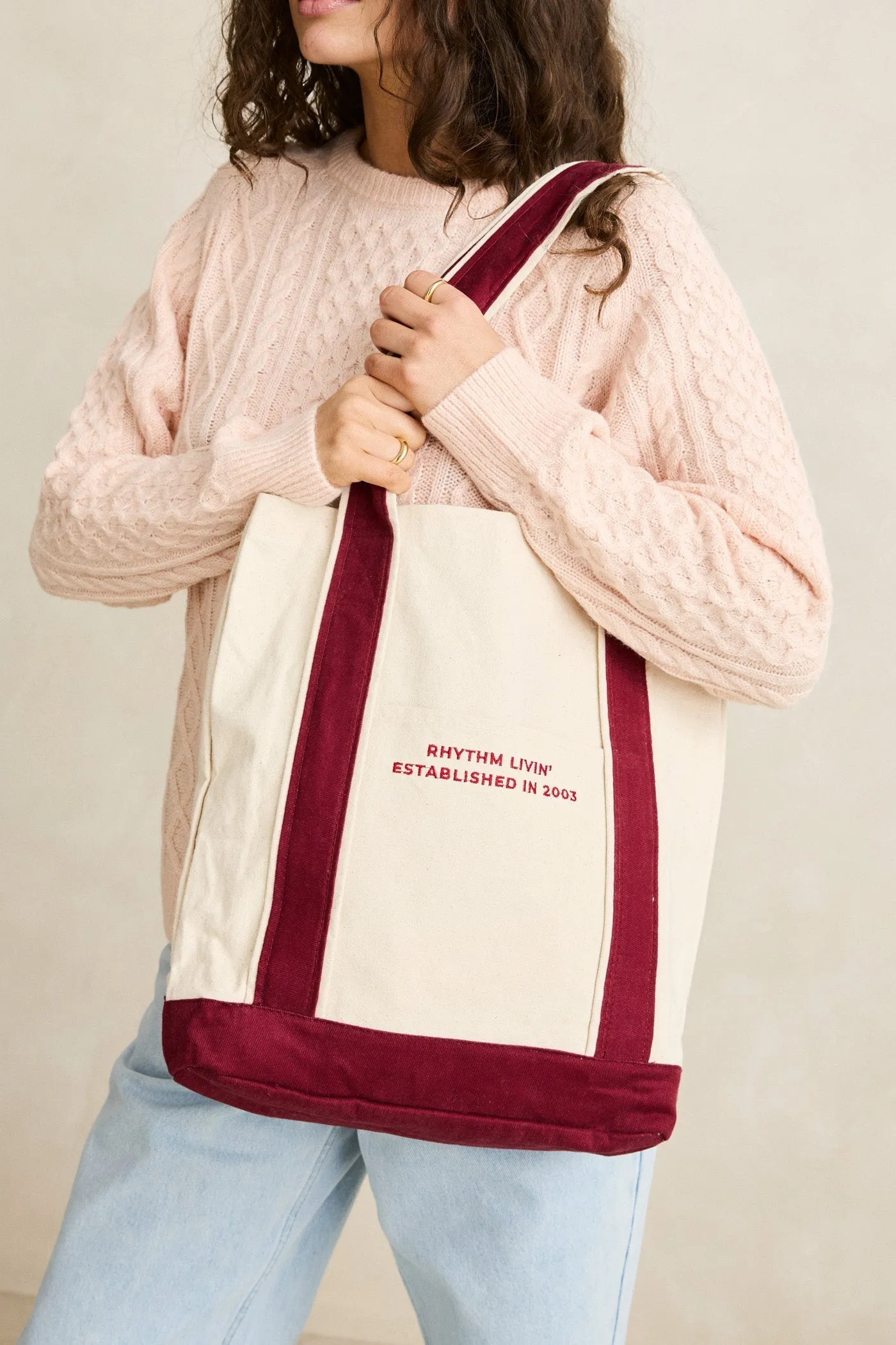 Rhythm Essential Tote Bag Wine sold by Rhythm. product image thumbnail 2
