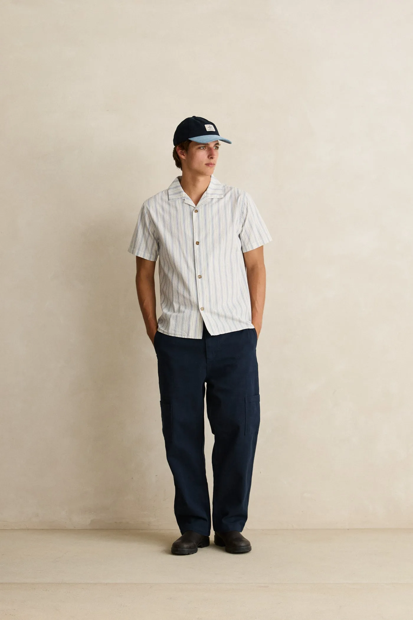 Vacation Stripe Ss Shirt Natural sold by Rhythm. product image thumbnail 5