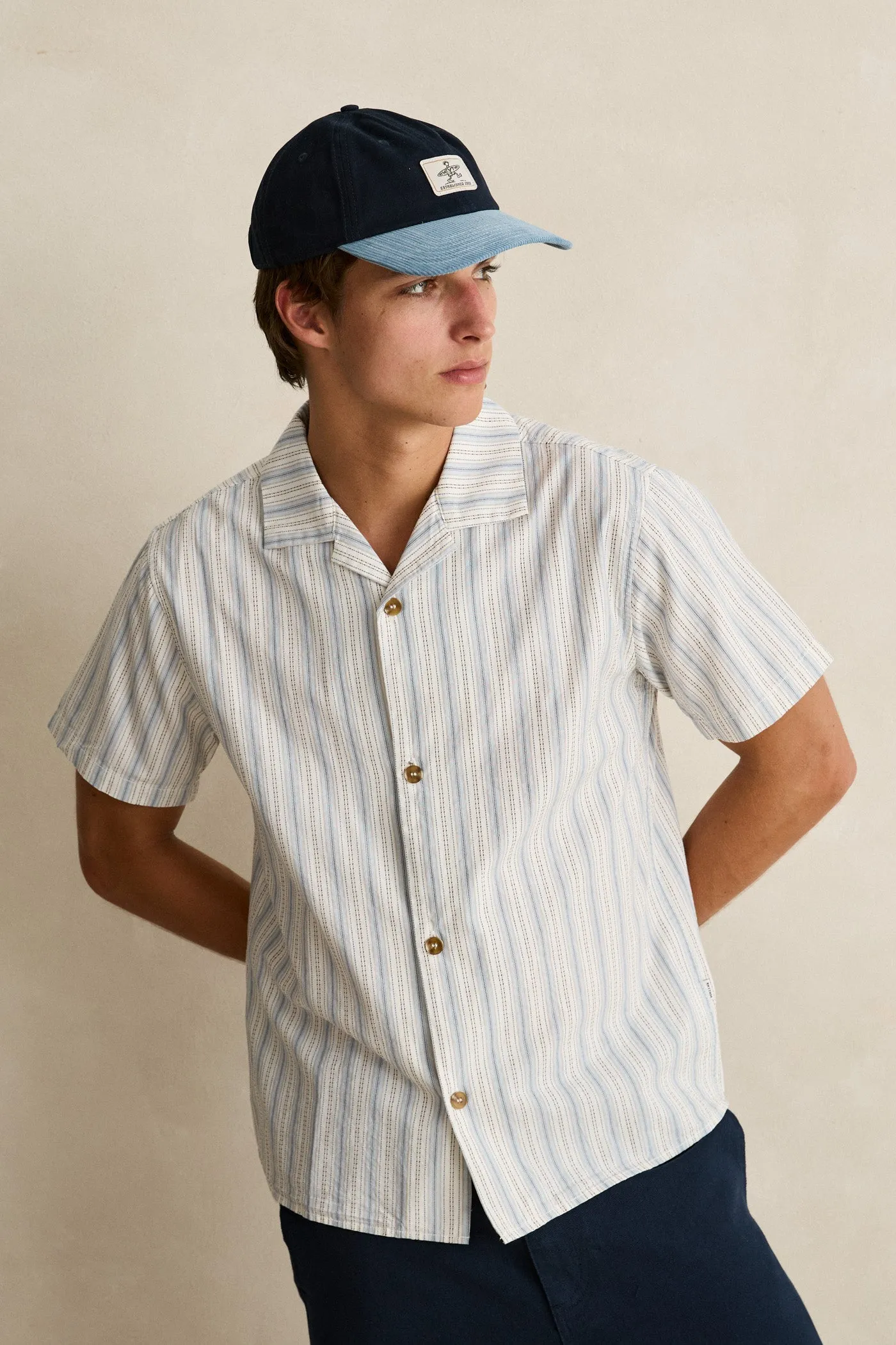 Vacation Stripe Ss Shirt Natural sold by Rhythm. product image thumbnail 2