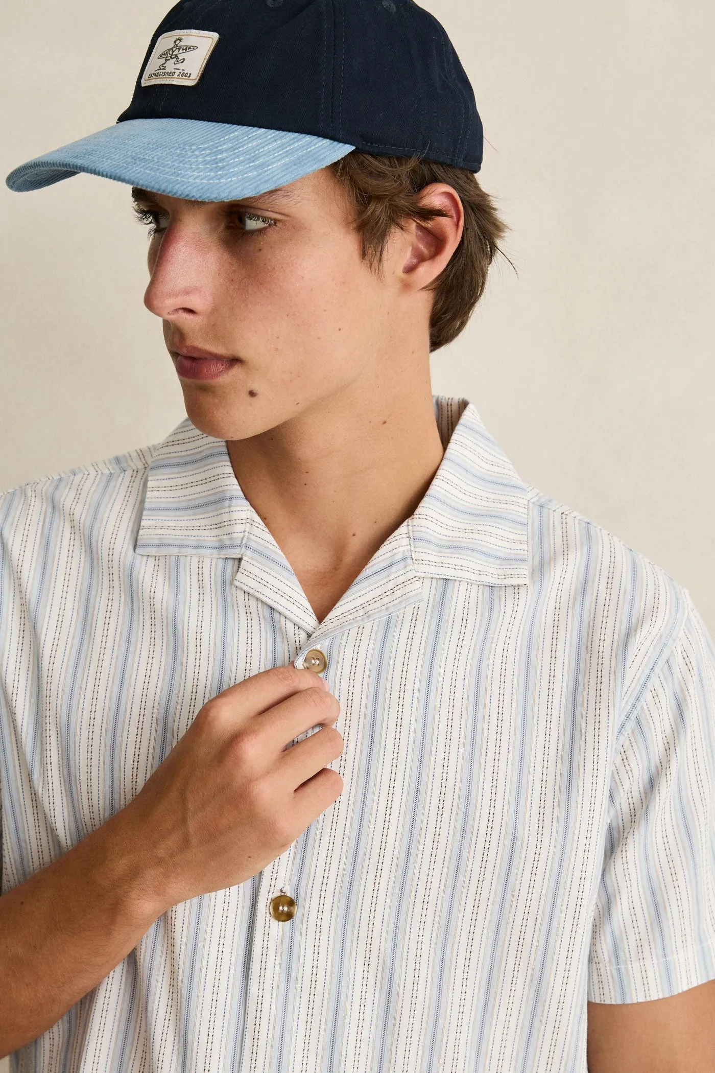Vacation Stripe Ss Shirt Natural sold by Rhythm. product image thumbnail 3