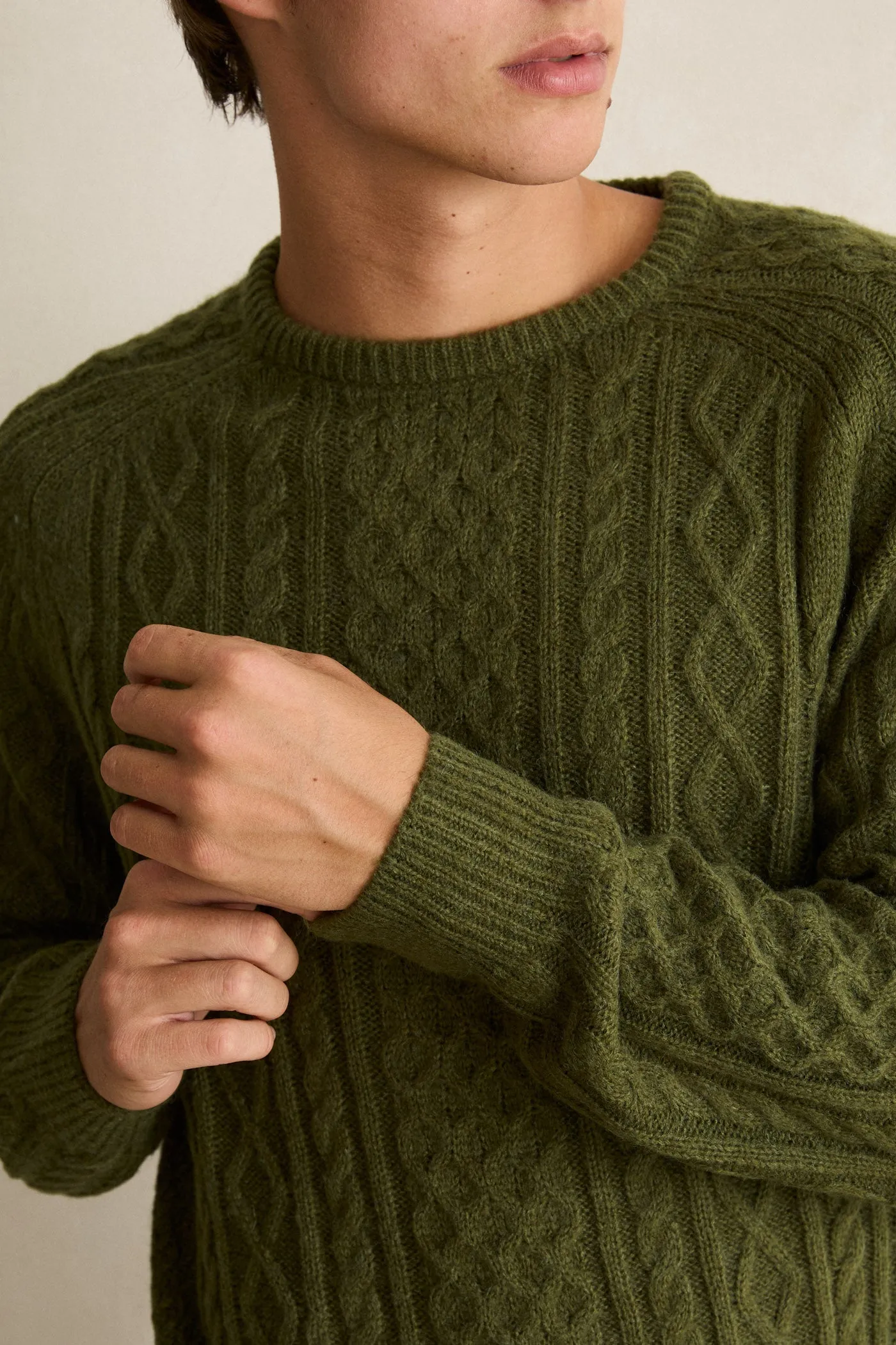 Mohair Fishermans Knit Olive sold by Rhythm. product image thumbnail 3