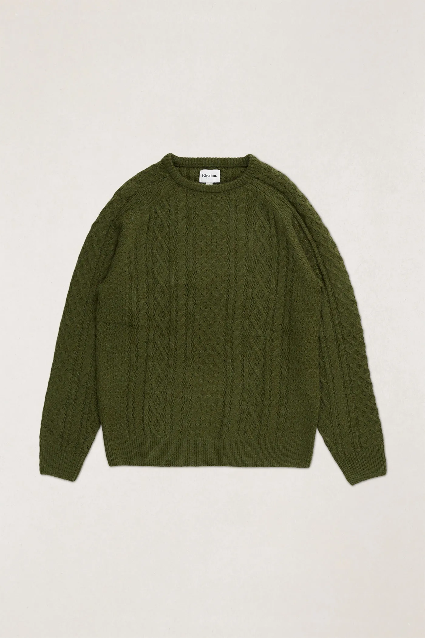 Mohair Fishermans Knit Olive sold by Rhythm.