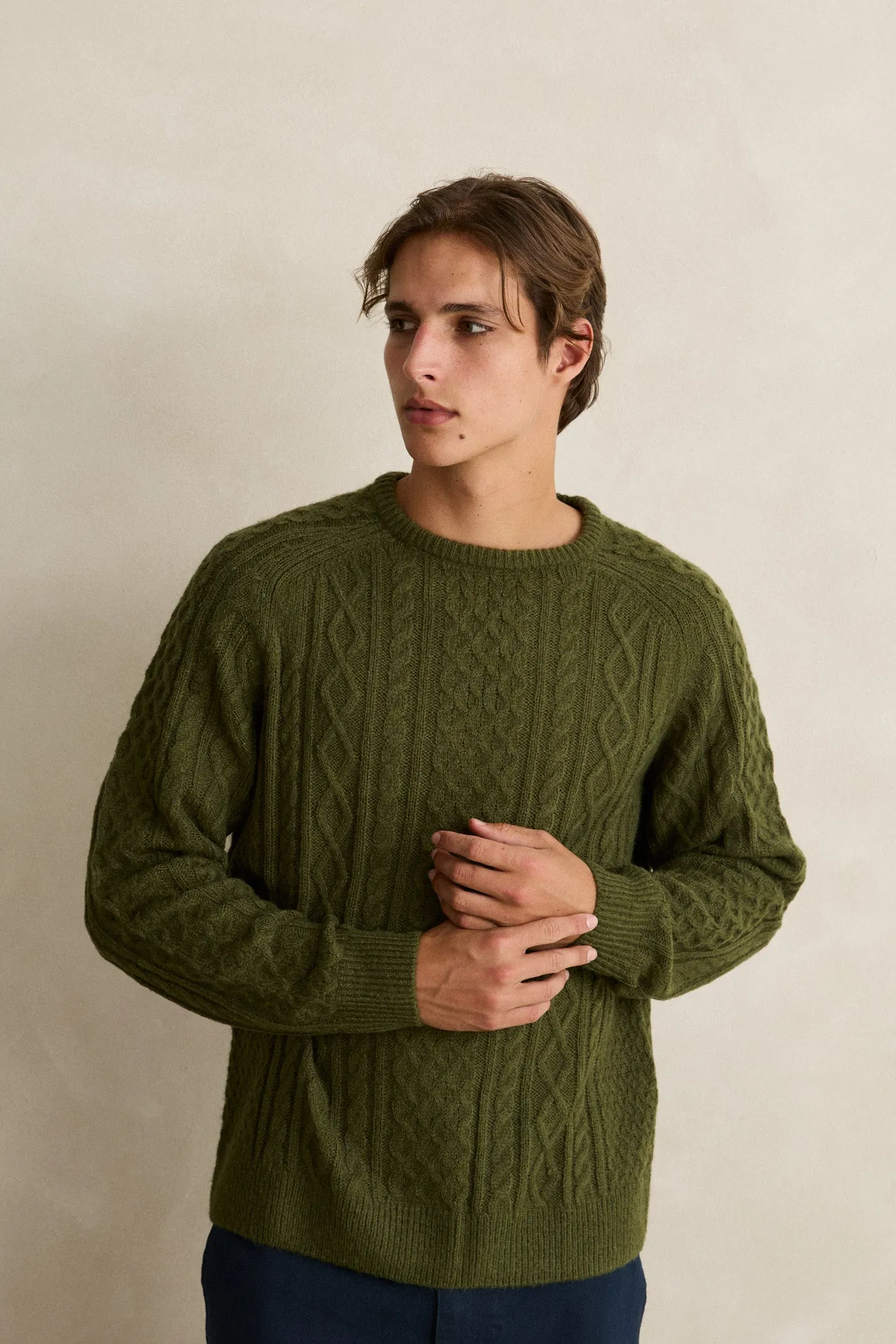 Mohair Fishermans Knit Olive sold by Rhythm. product image thumbnail 2