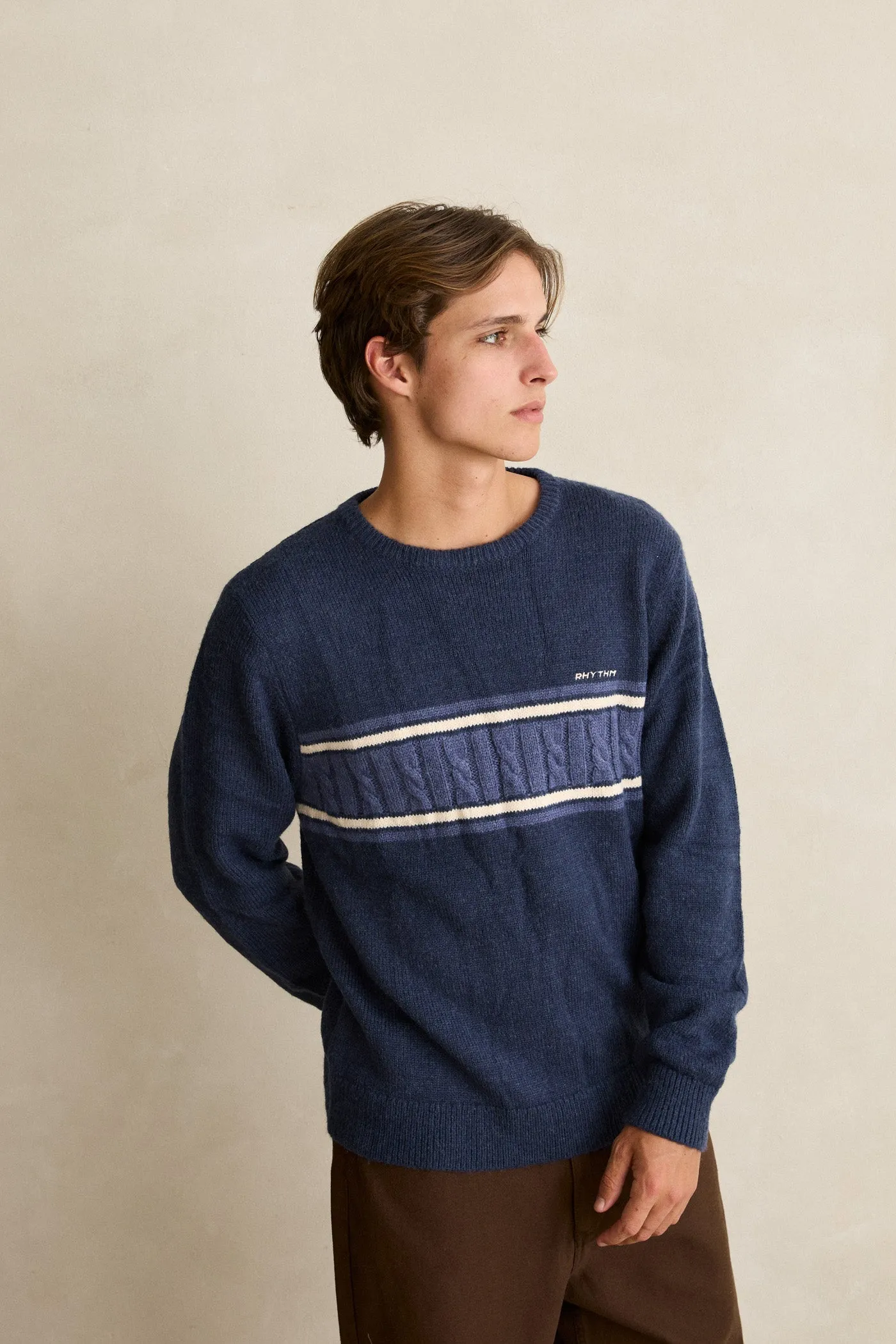 Mohair Stripe Knit Navy sold by Rhythm. product image thumbnail 5