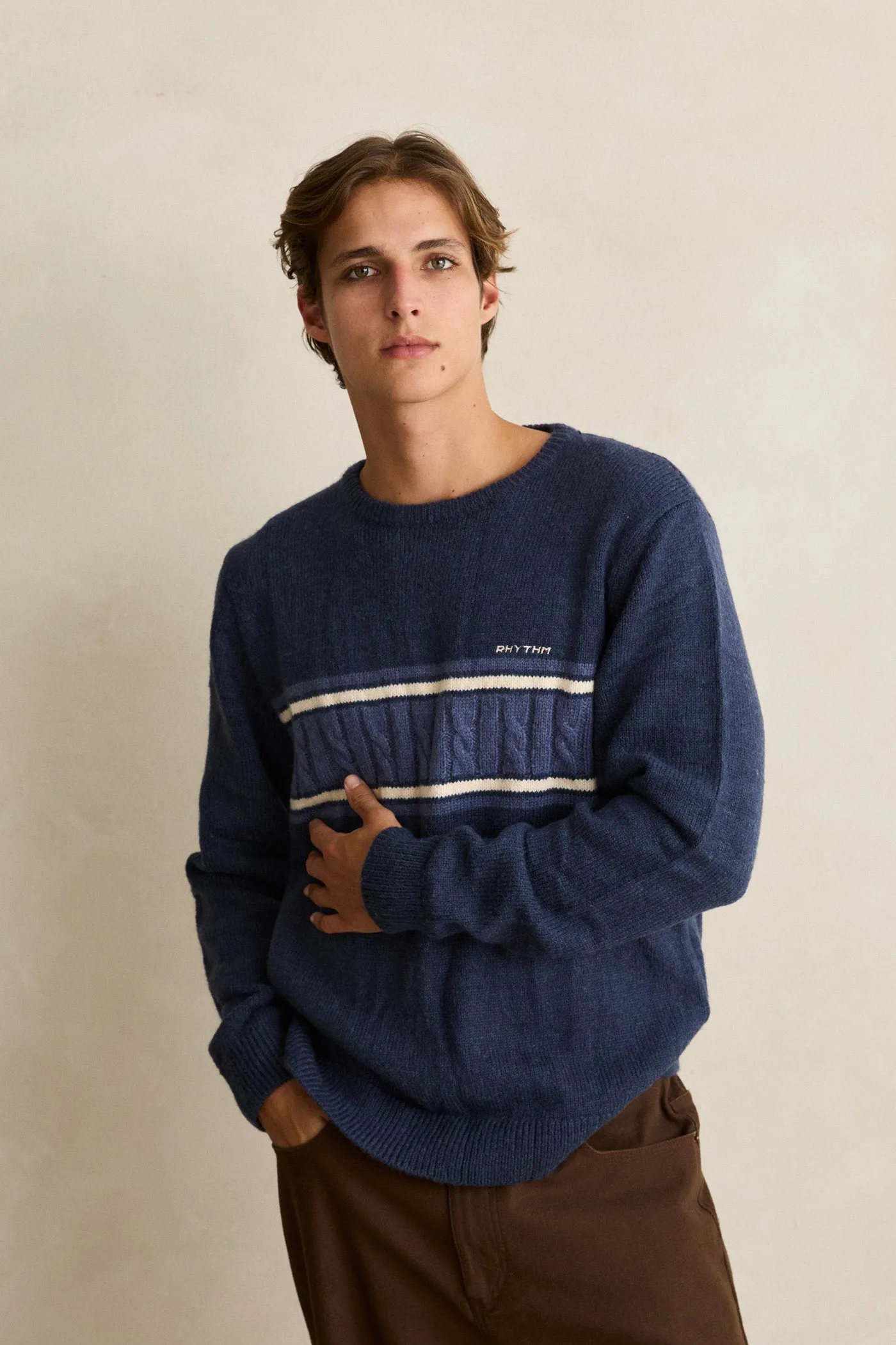 Mohair Stripe Knit Navy sold by Rhythm. product image thumbnail 2