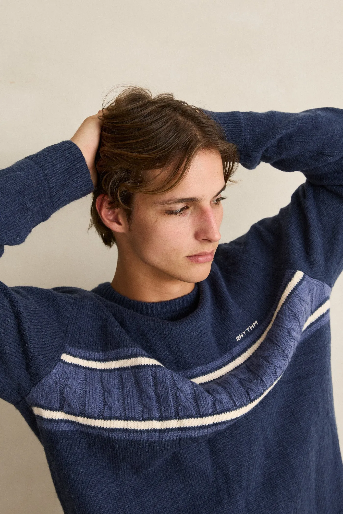 Mohair Stripe Knit Navy sold by Rhythm. product image thumbnail 3