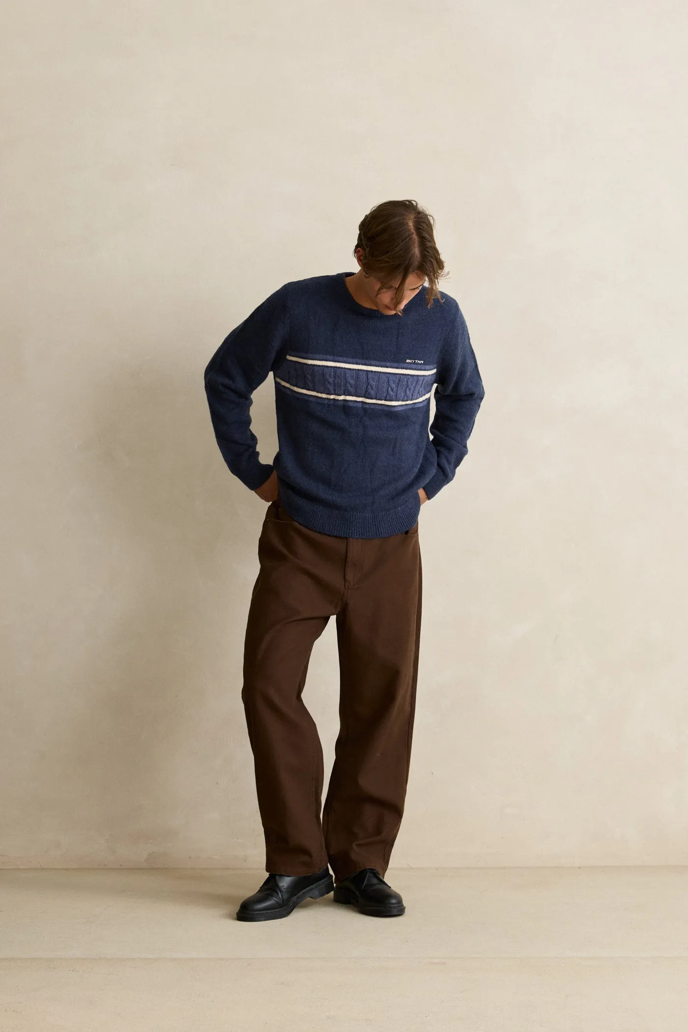 Mohair Stripe Knit Navy sold by Rhythm. product image thumbnail 4