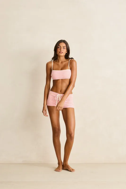 Sunbather Stripe Lace Up Surf Short Pink made by Rhythm.