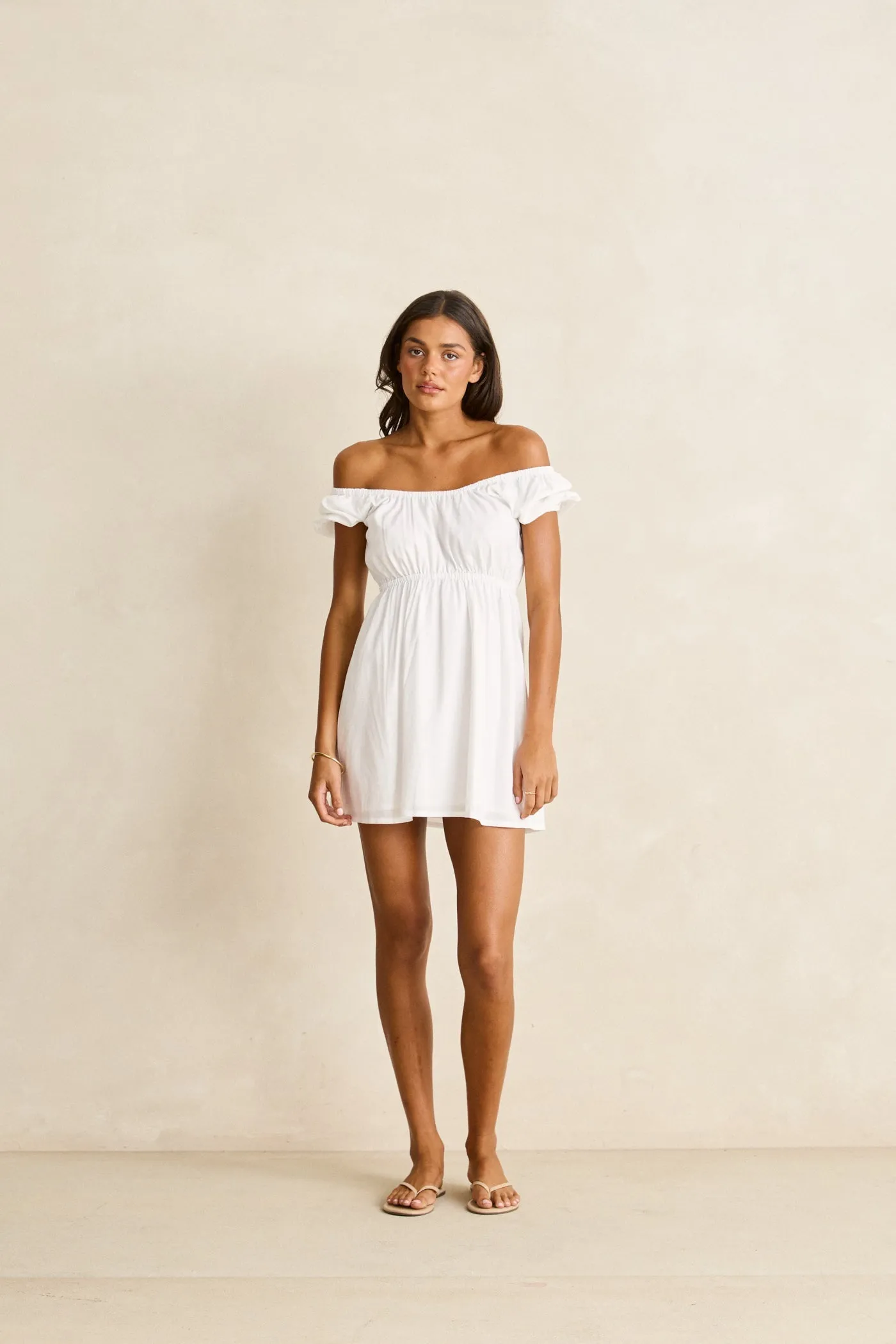 Harlow Mini Dress White sold by Rhythm.