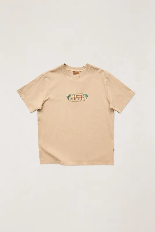Out Of Office Vintage Ss T-Shirt Sand made by Rhythm.