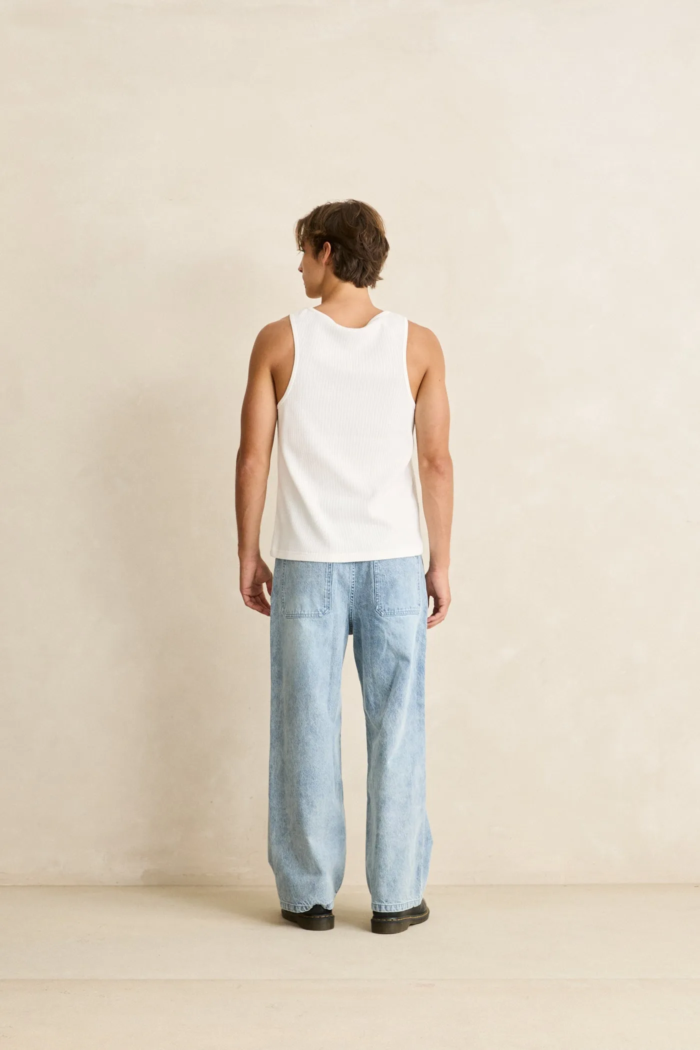 Denim Pleated Relaxed Straight Pant Washed Blue sold by Rhythm. product image thumbnail 4