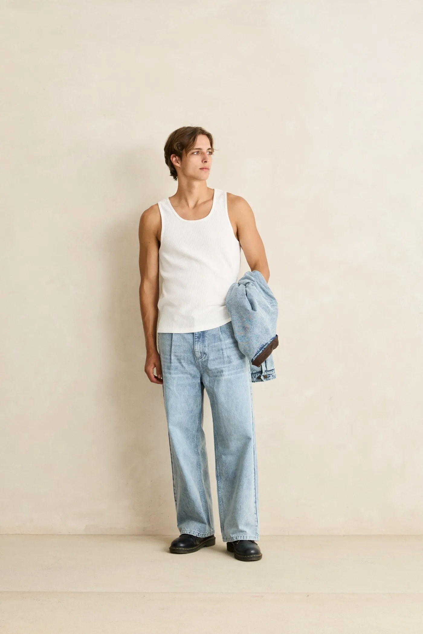 Denim Pleated Relaxed Straight Pant Washed Blue sold by Rhythm. product image thumbnail 5