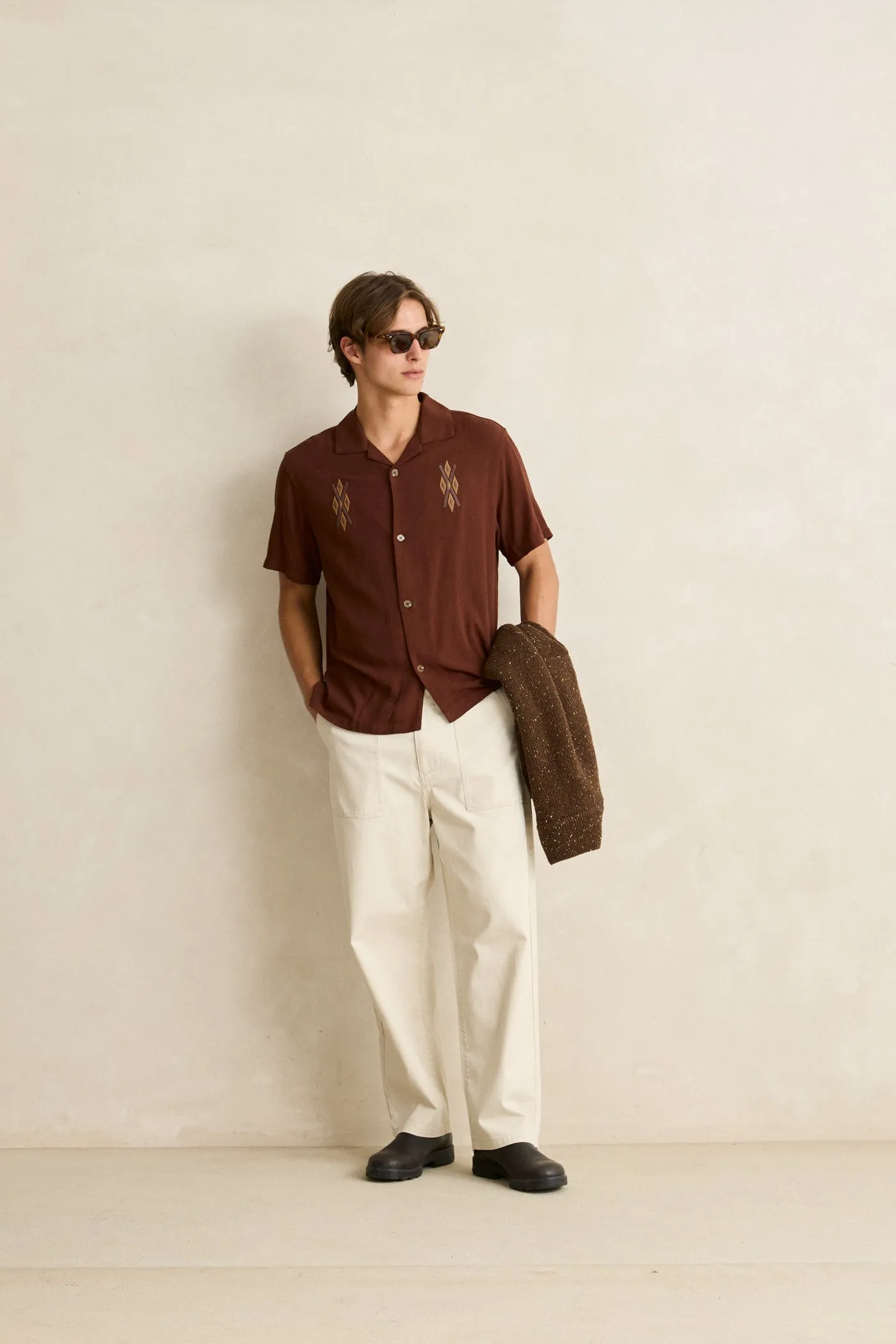Worn Path Herringbone Loose Taper Pant Natural sold by Rhythm. product image thumbnail 5
