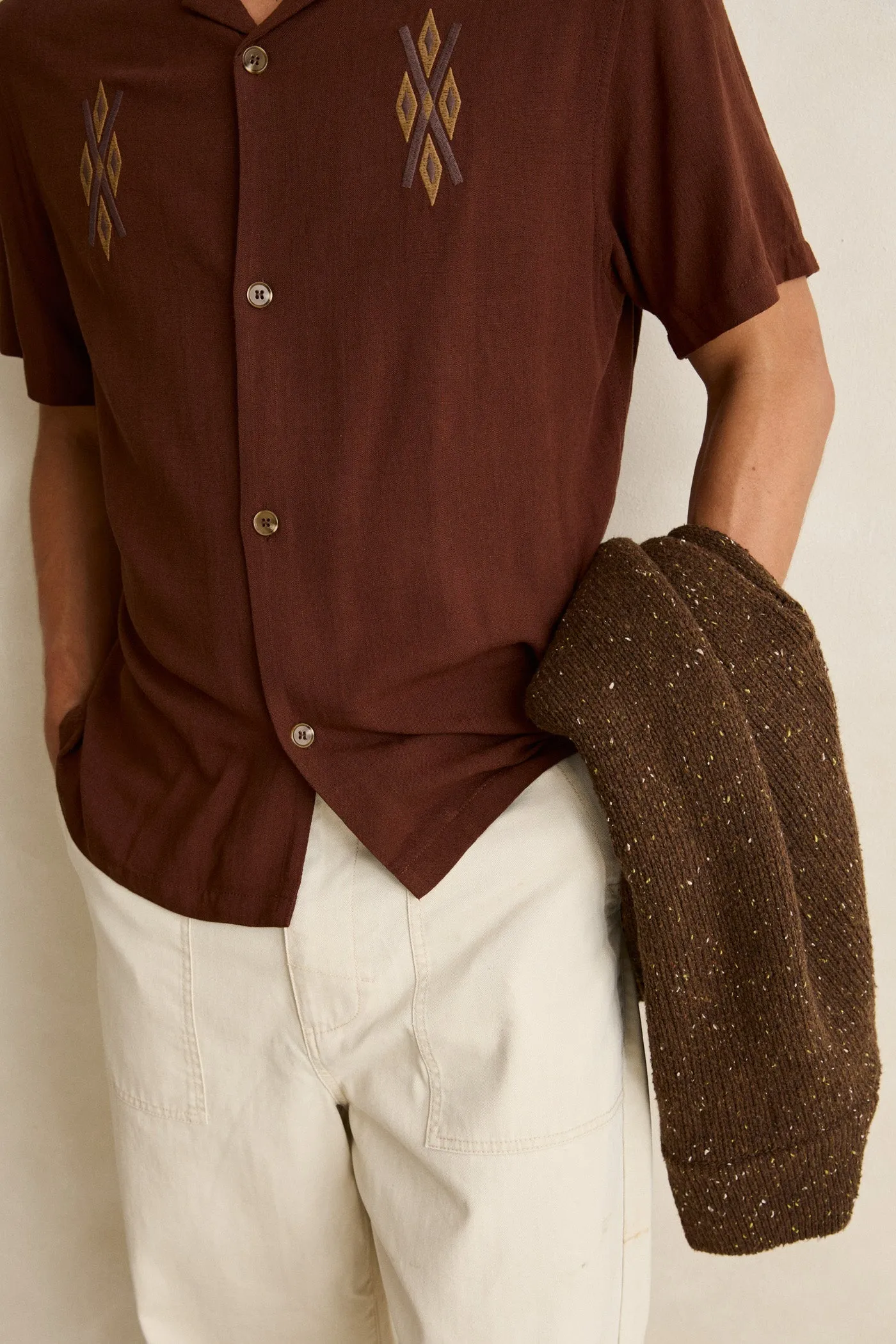 Worn Path Herringbone Loose Taper Pant Natural sold by Rhythm. product image thumbnail 3