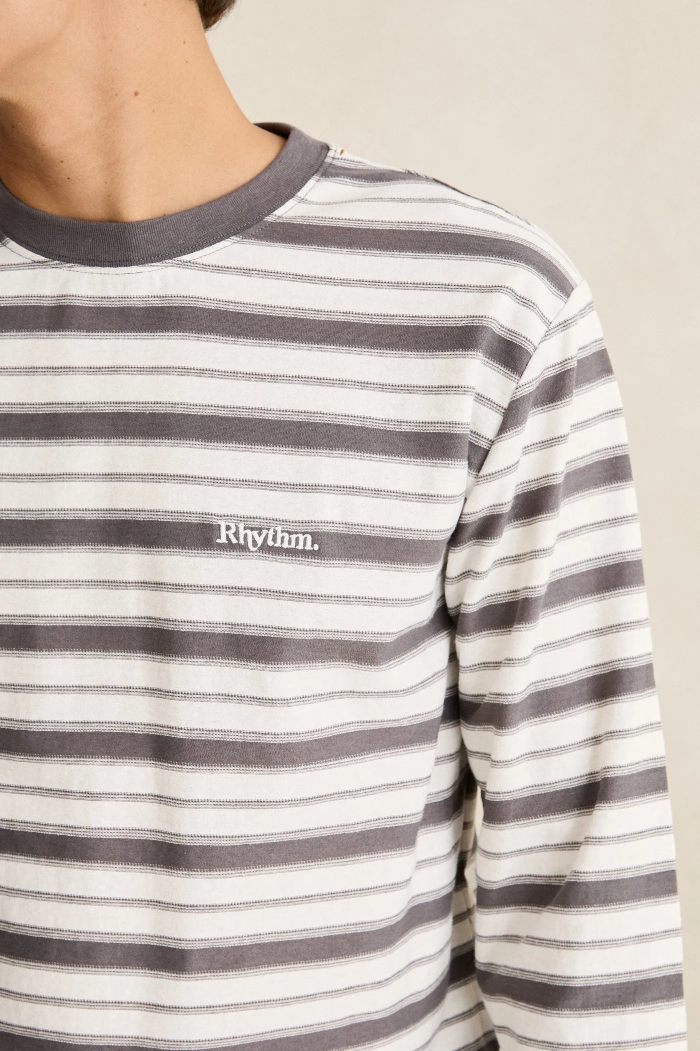 Stripe Wide Sleeve Ls T-Shirt Ash sold by Rhythm. product image thumbnail 3