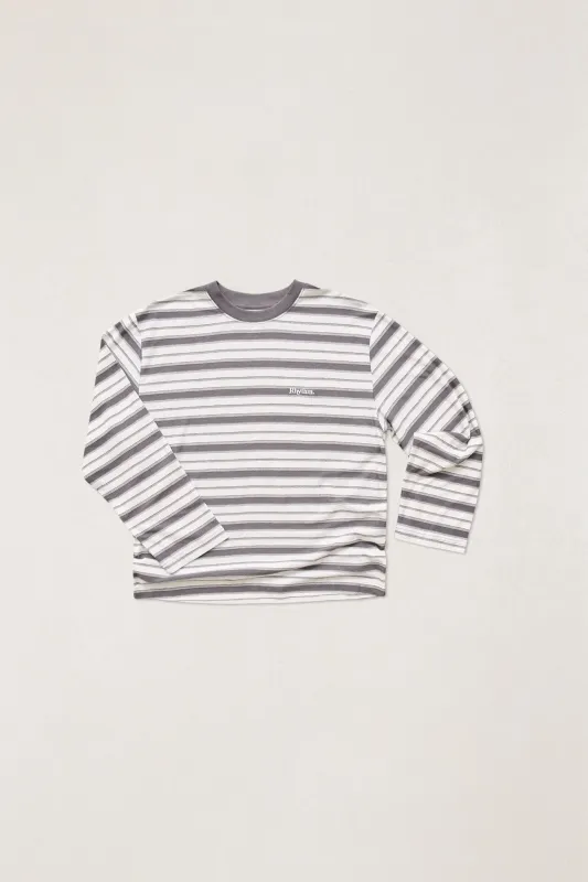 Stripe Wide Sleeve Ls T-Shirt Ash made by Rhythm.