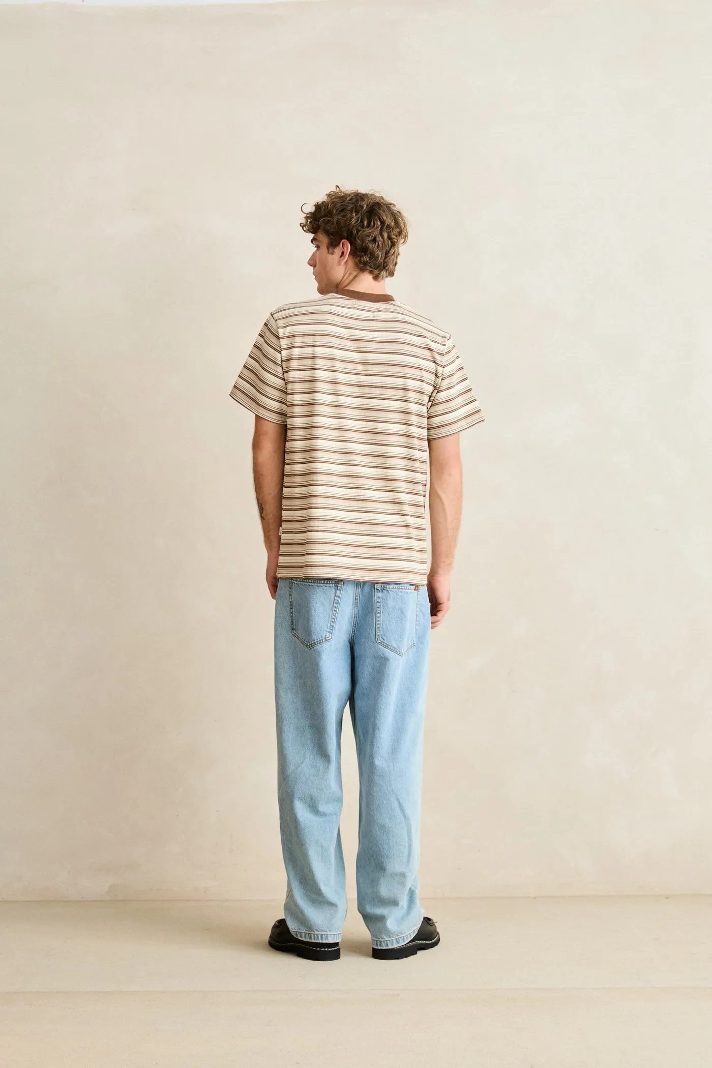 Vintage Stripe Ss T-Shirt Brown sold by Rhythm. product image thumbnail 4