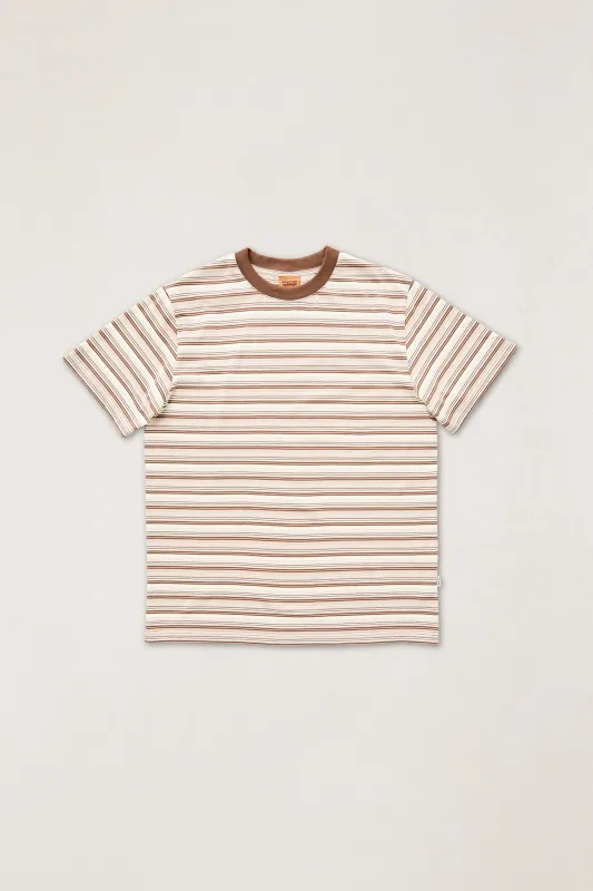 Vintage Stripe Ss T-Shirt Brown made by Rhythm.