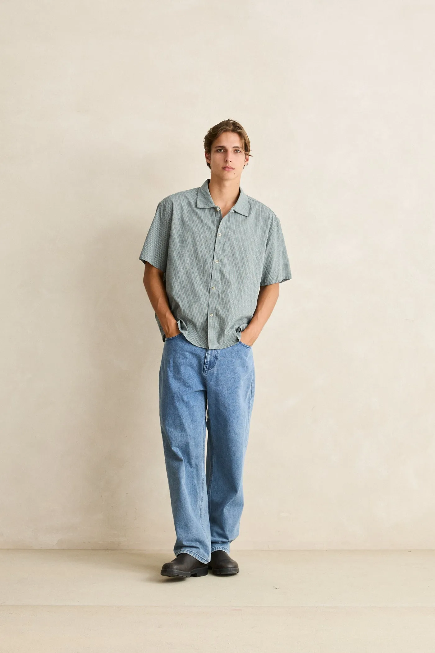 Realm Check Ss Shirt Mist sold by Rhythm. product image thumbnail 5