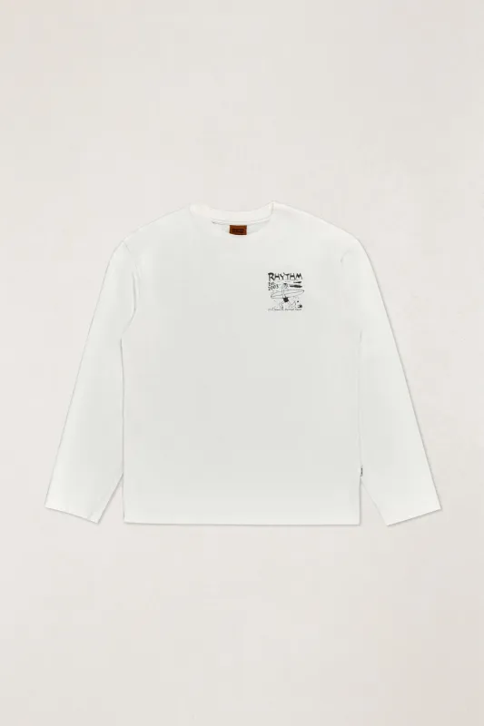 Burleigh Wanderer Ls T-Shirt Vintage White made by Rhythm.