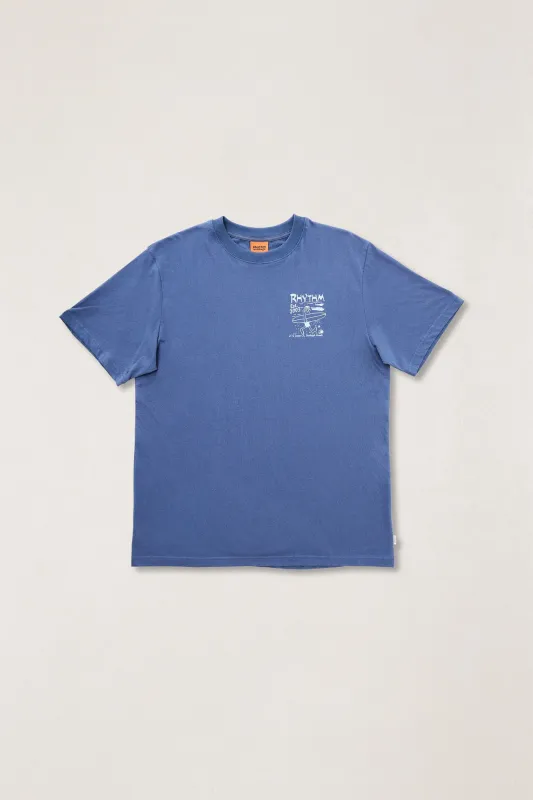 Burleigh Wanderer Ss T-Shirt Cobalt made by Rhythm.