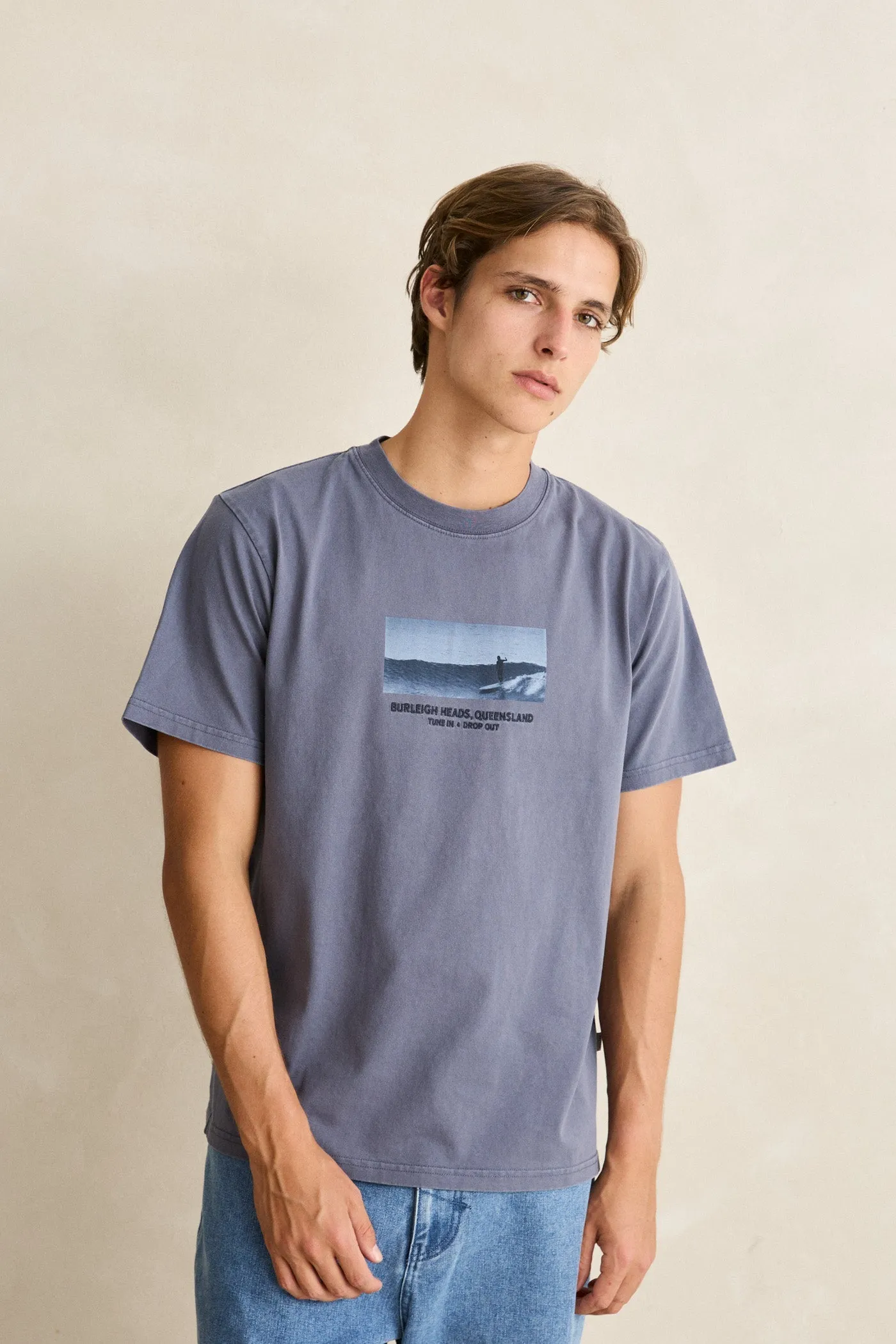 Headland Vintage Ss T-Shirt Vintage Navy sold by Rhythm. product image thumbnail 2