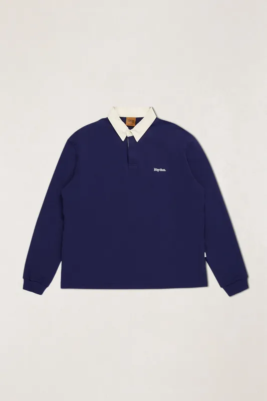 Vintage Rugby Ls Polo Graphite made by Rhythm.