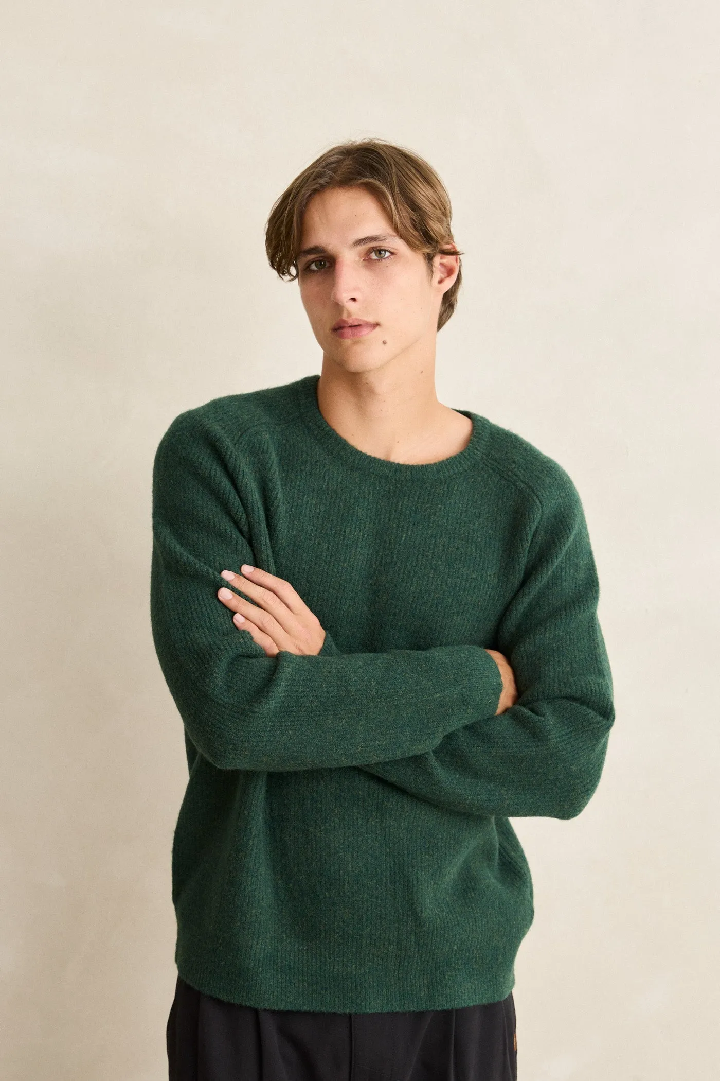 Vintage Waffle Knit Sweater Dark Green sold by Rhythm. product image thumbnail 3