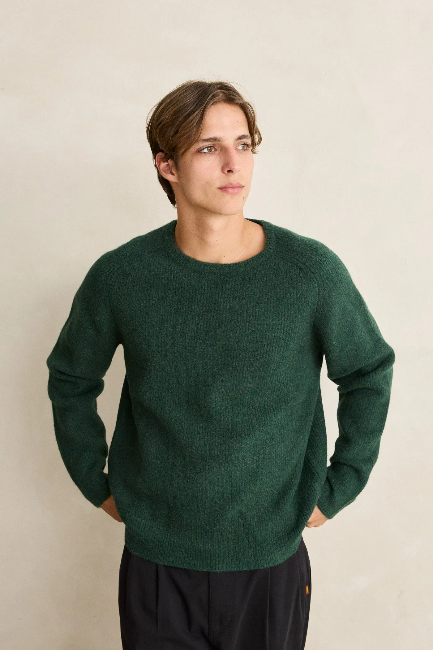 Vintage Waffle Knit Sweater Dark Green sold by Rhythm. product image thumbnail 2
