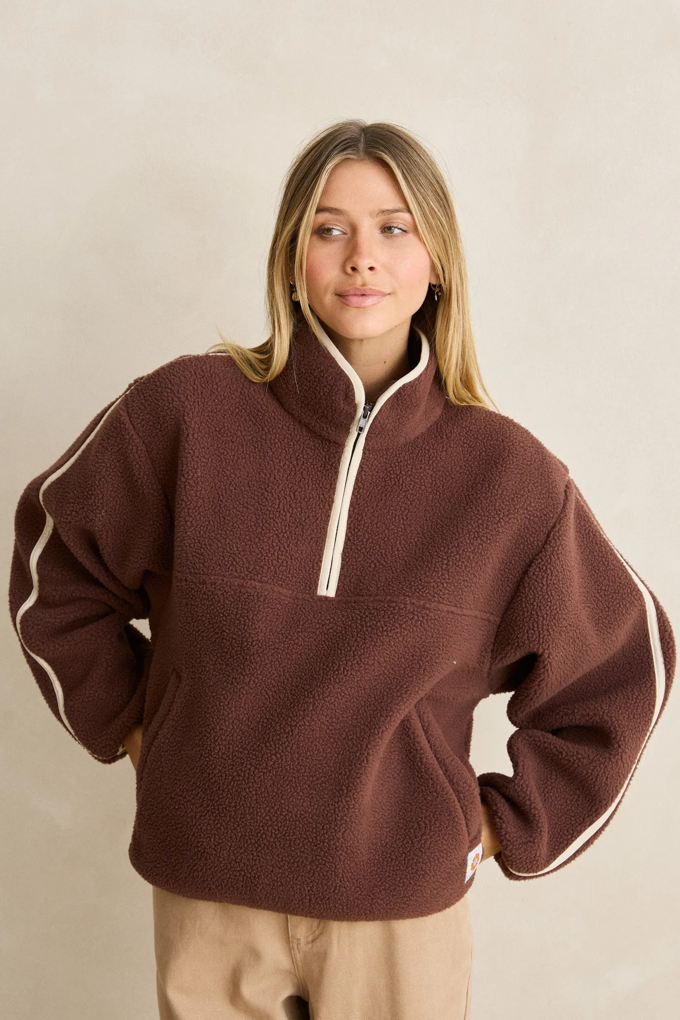 Camp Half Zip Sherpa Pullover Cafe sold by Rhythm. product image thumbnail 3