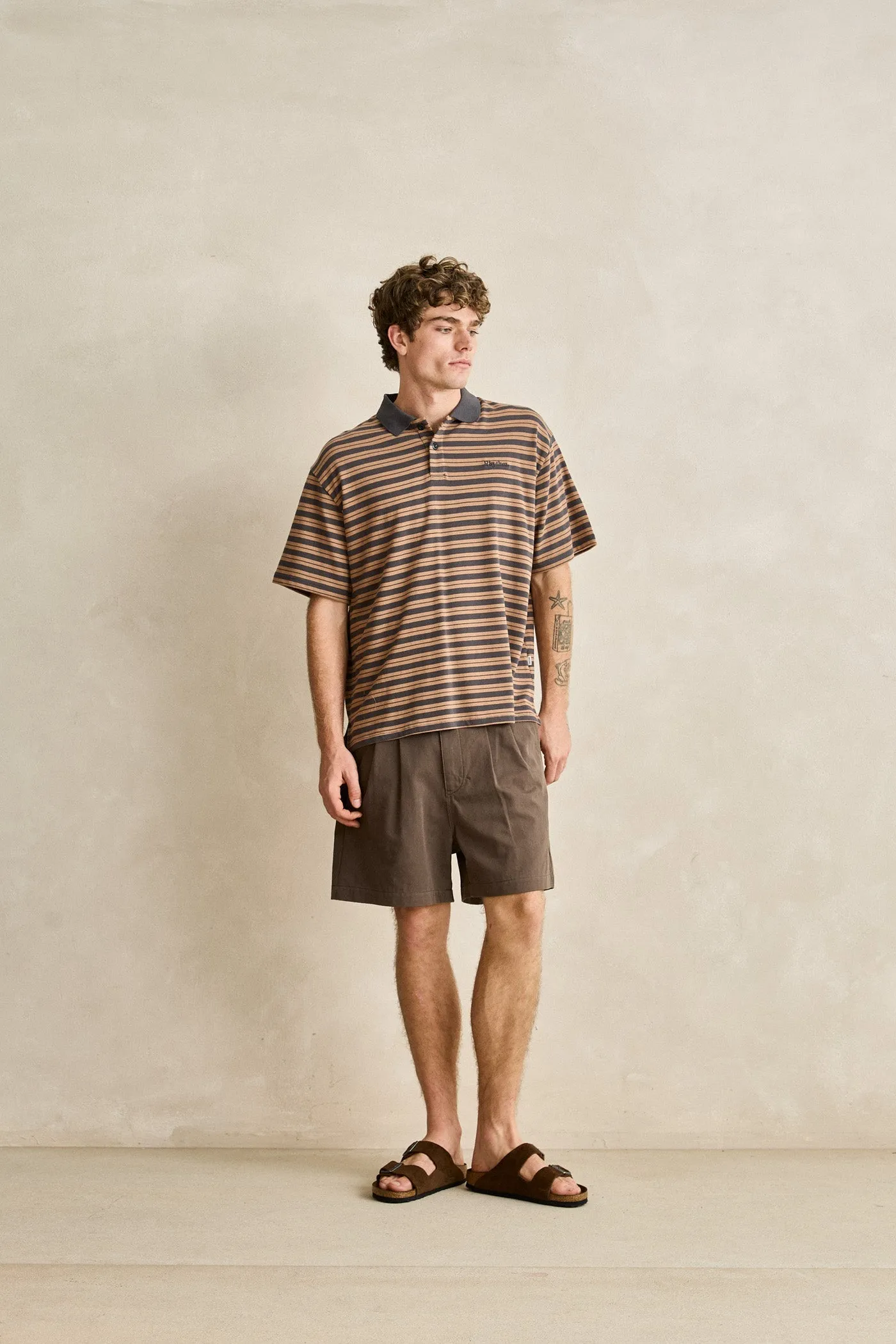 Manarola Stripe Ss Rugby Polo Tobacco sold by Rhythm. product image thumbnail 5