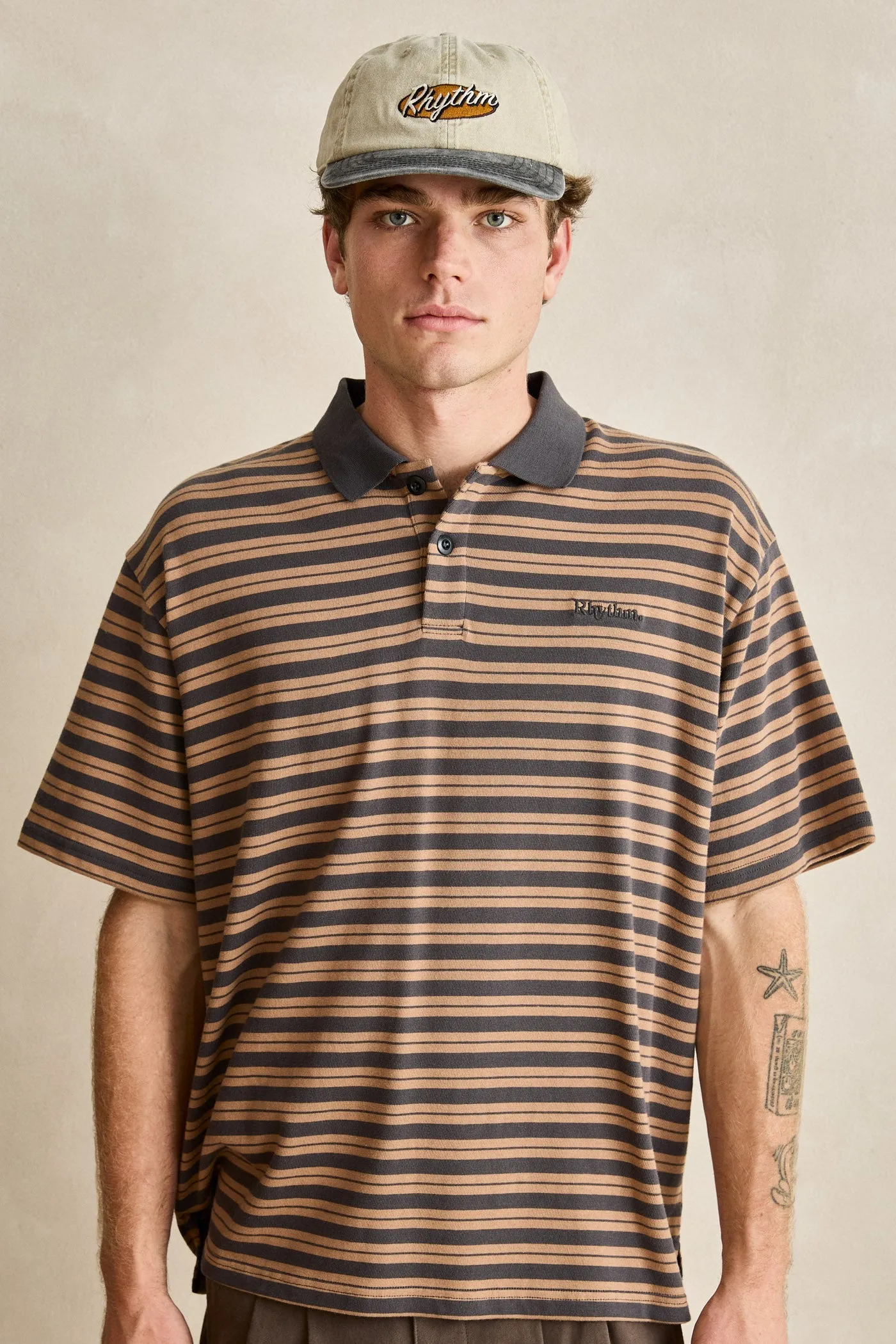 Manarola Stripe Ss Rugby Polo Tobacco sold by Rhythm. product image thumbnail 2