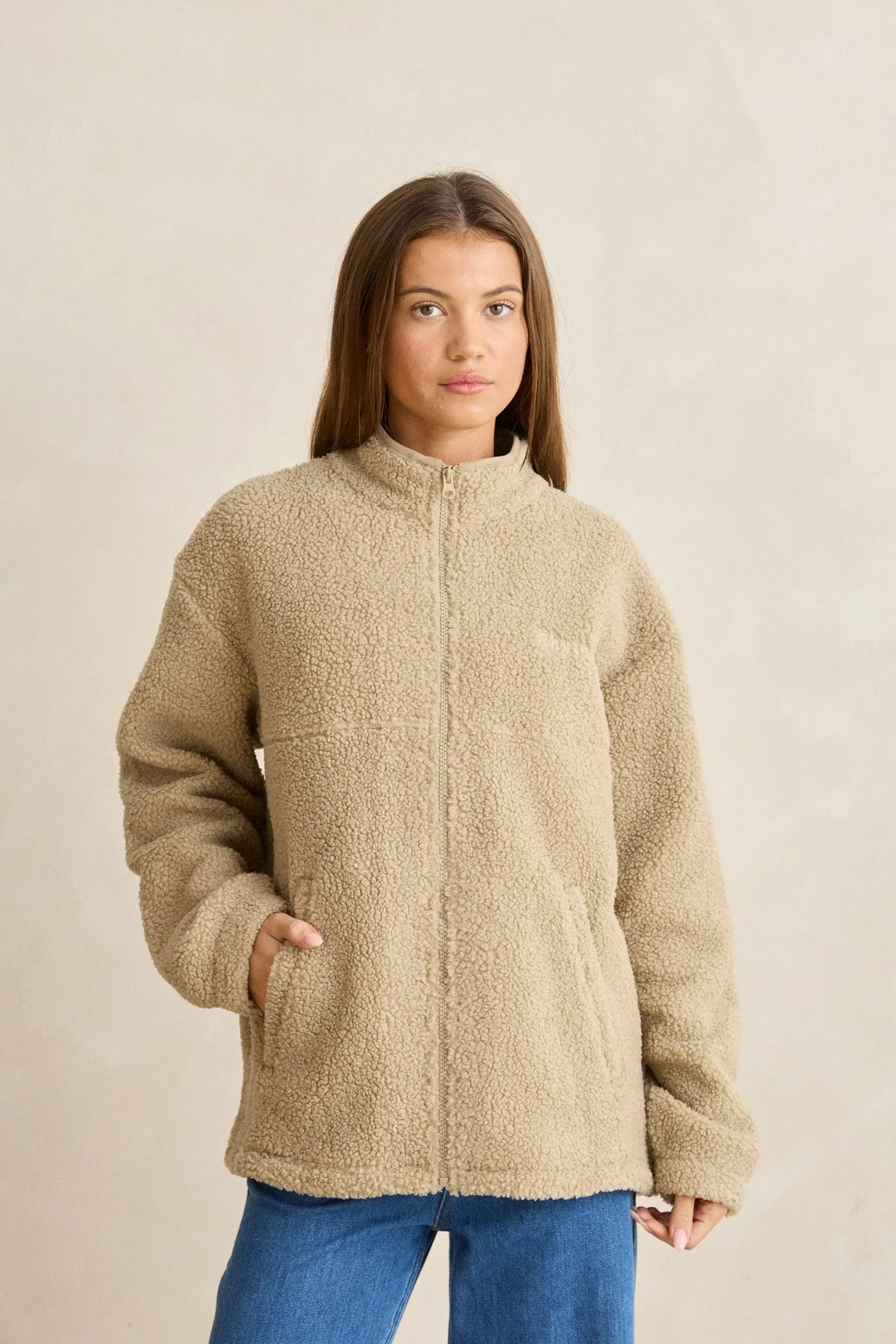 Zip Through Sherpa Fleece Sage sold by Rhythm. product image thumbnail 5