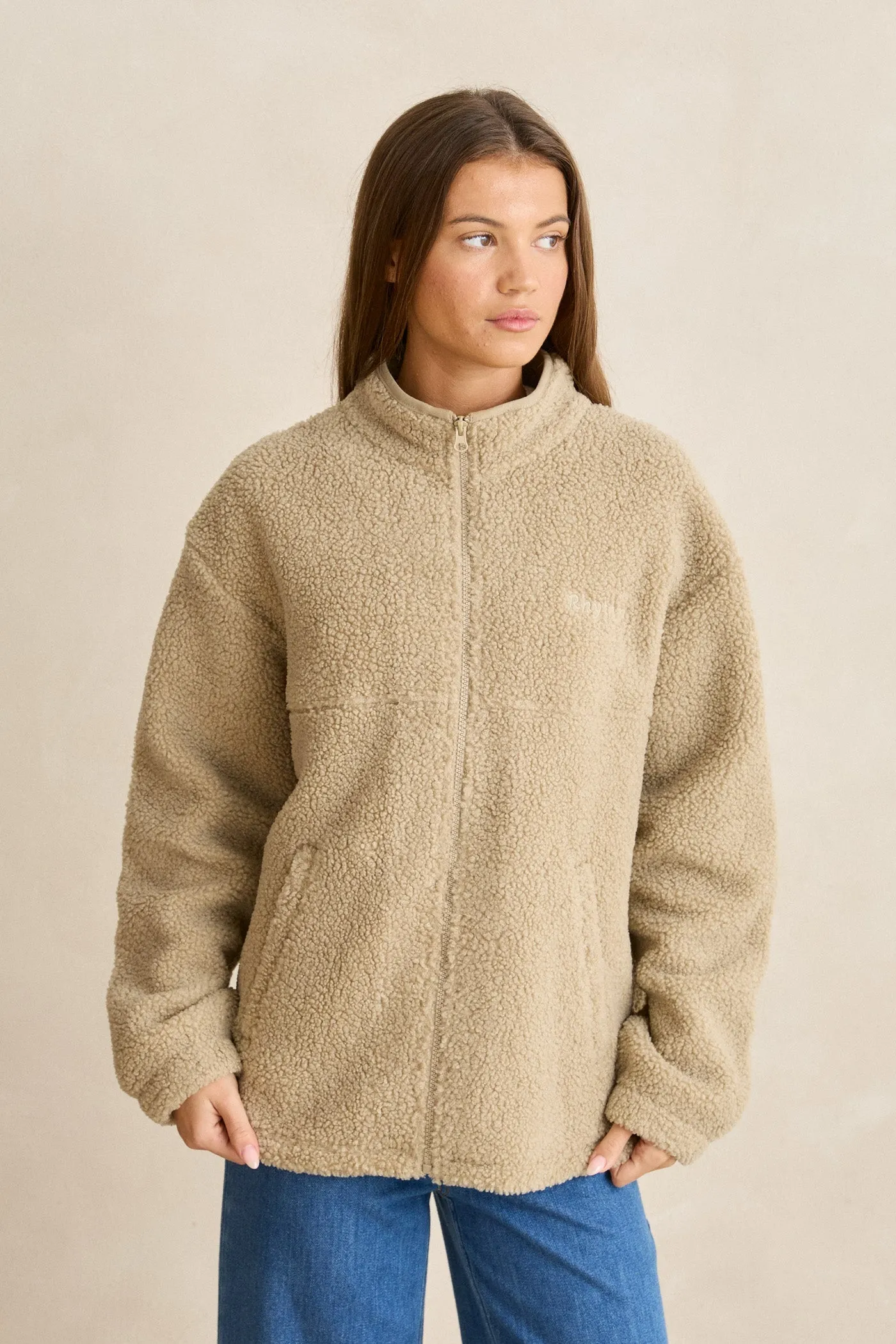 Zip Through Sherpa Fleece Sage sold by Rhythm. product image thumbnail 2