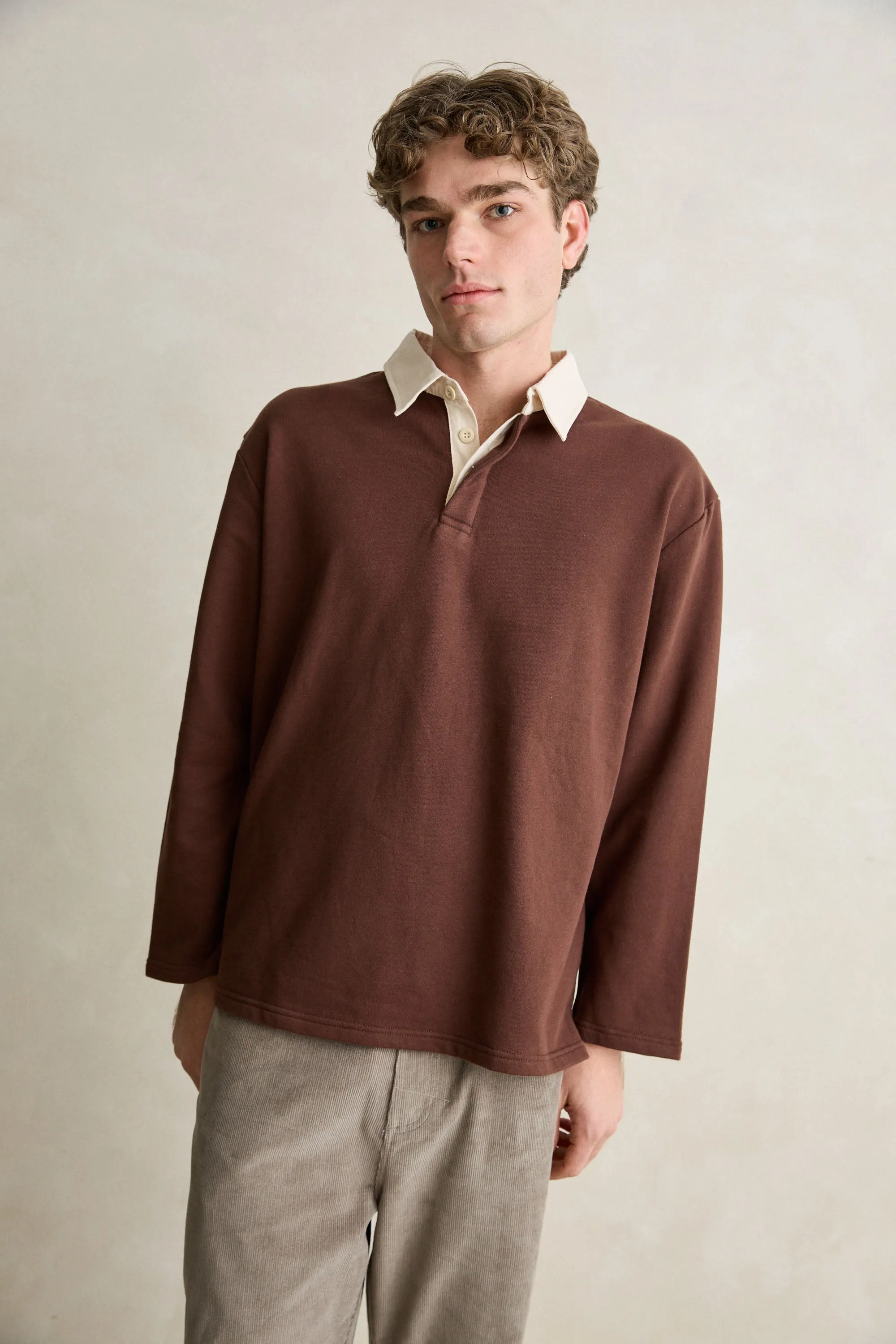 Relaxed Ls Polo Chocolate sold by Rhythm. product image thumbnail 2