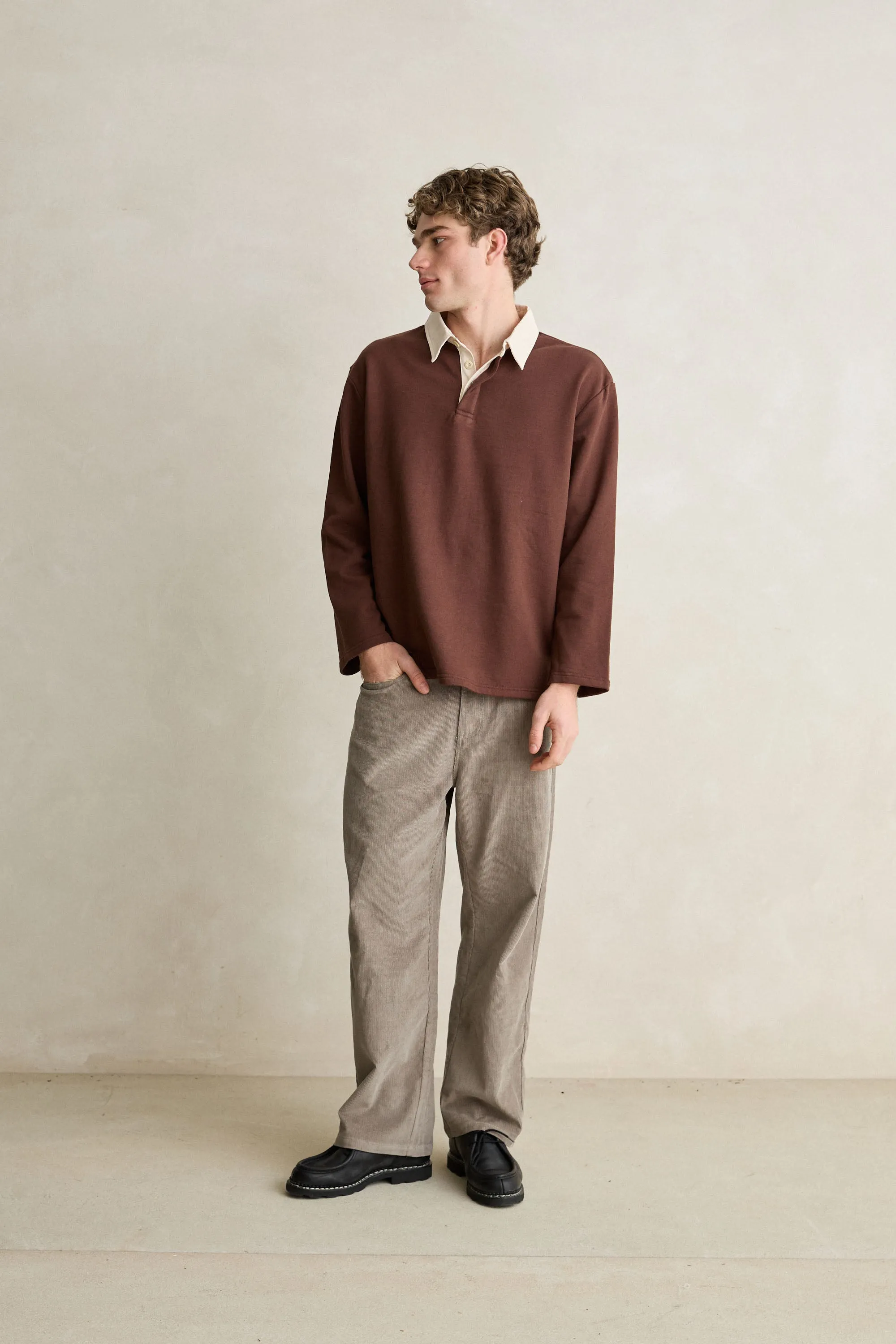 Relaxed Ls Polo Chocolate sold by Rhythm. product image thumbnail 3