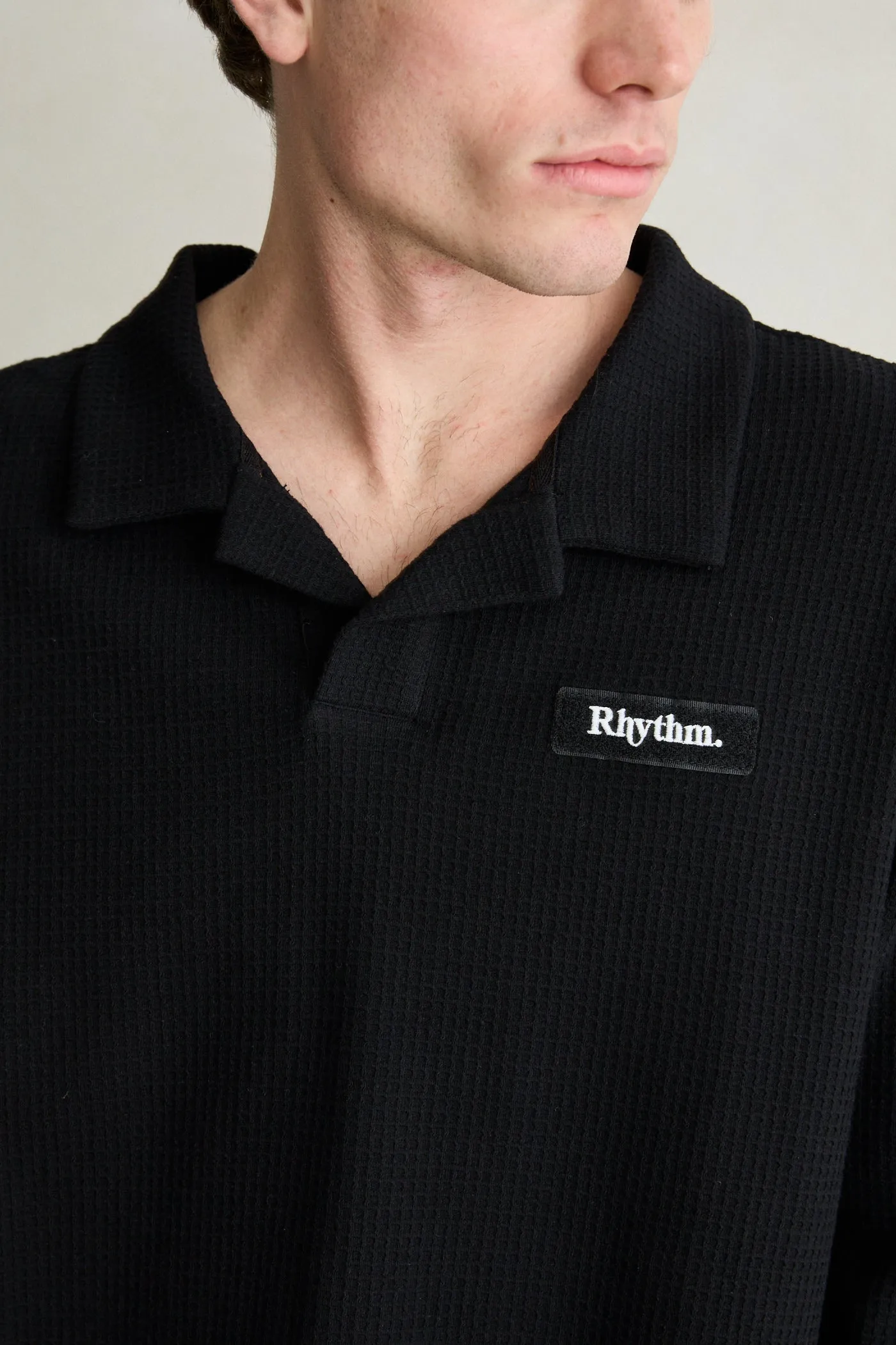 Waffle Rugby Ls Polo Black sold by Rhythm. product image thumbnail 5