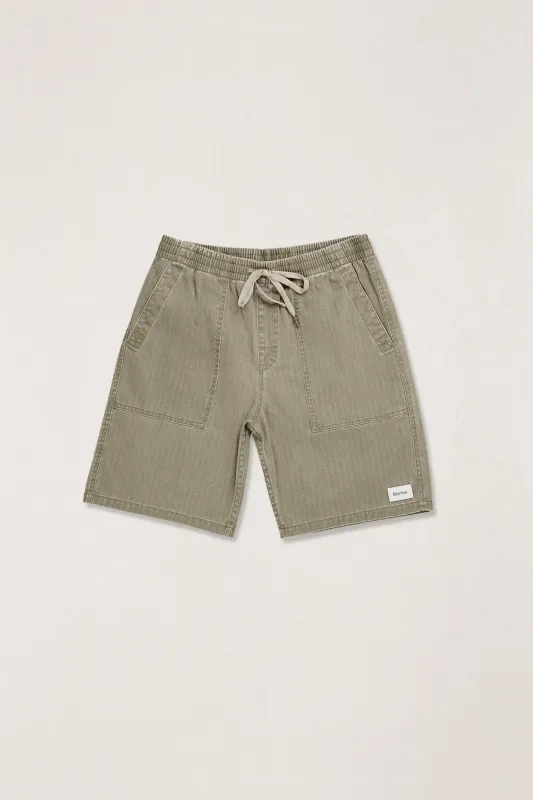 Worn Path Relaxed Herringbone Jam Olive made by Rhythm.