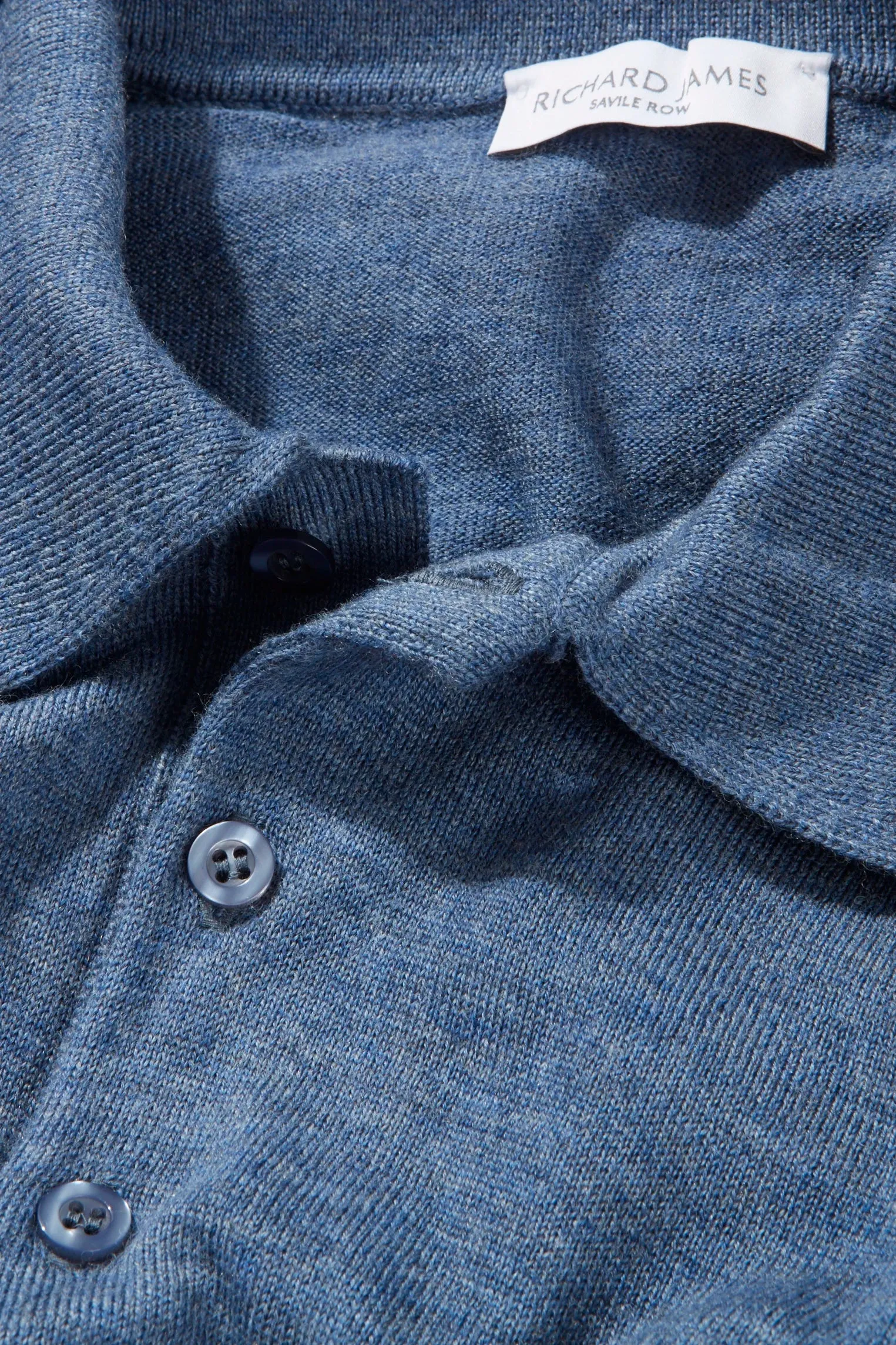 Polo – Blue Fine Gauge Merino Wool sold by Richard James product image thumbnail 2