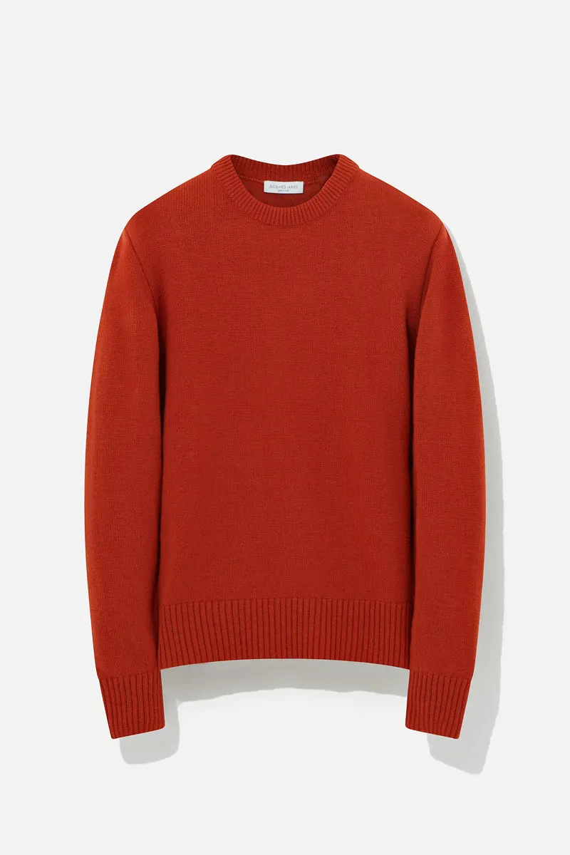 Crew Neck - Burnt Orange Wool & Cashmere sold by Richard James