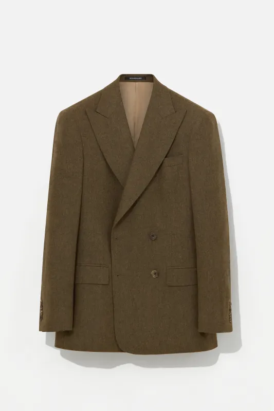 Hepworth Suit – Olive Wool & Cashmere Flannel sold by Richard James