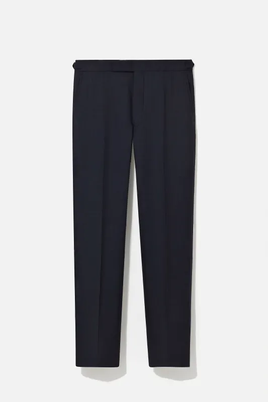 Chapman Trousers – Navy Wool Micro Check sold by Richard James