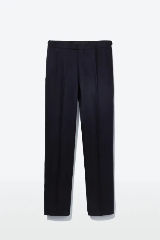 Chapman Trousers – Navy Wool & Cashmere Flannel sold by Richard James