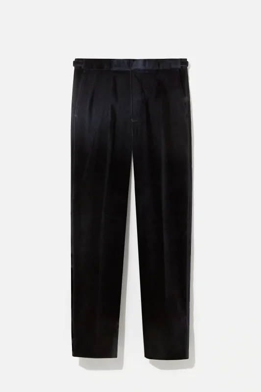Evening Trousers – Navy Velvet sold by Richard James