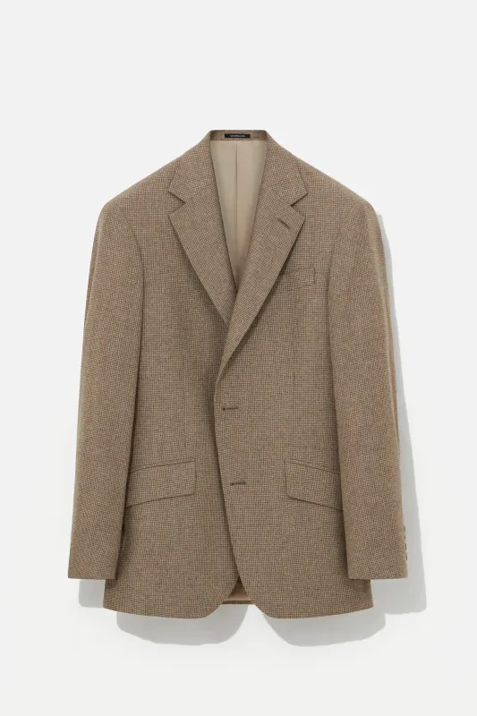 Chapman Blazer – Tan Puppytooth Virgin Wool sold by Richard James