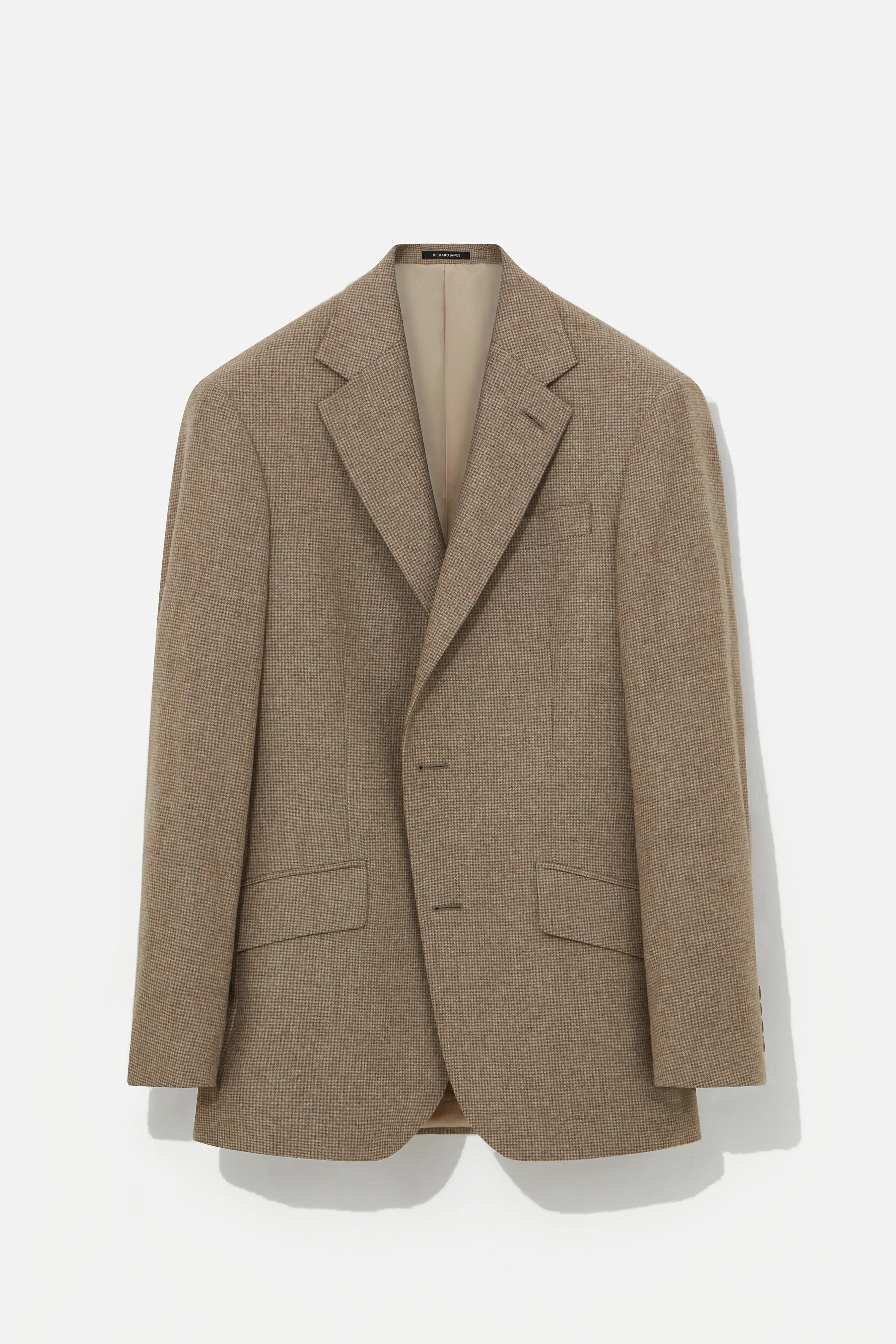 Chapman Blazer – Tan Puppytooth Virgin Wool sold by Richard James