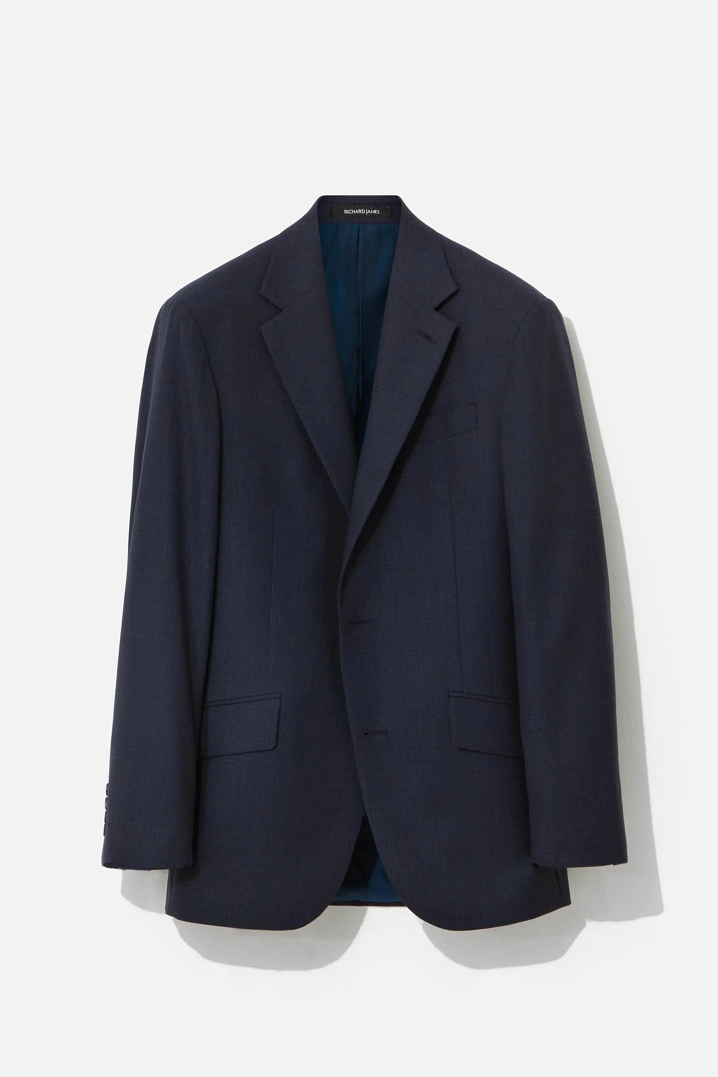 Chapman Jacket – Navy Wool Micro Check sold by Richard James