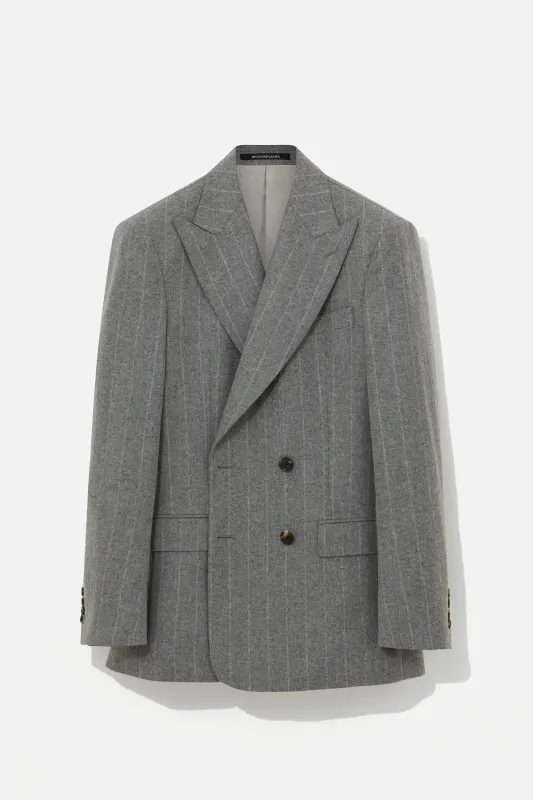 Hepworth Jacket – Grey Wool Chalk Stripe sold by Richard James